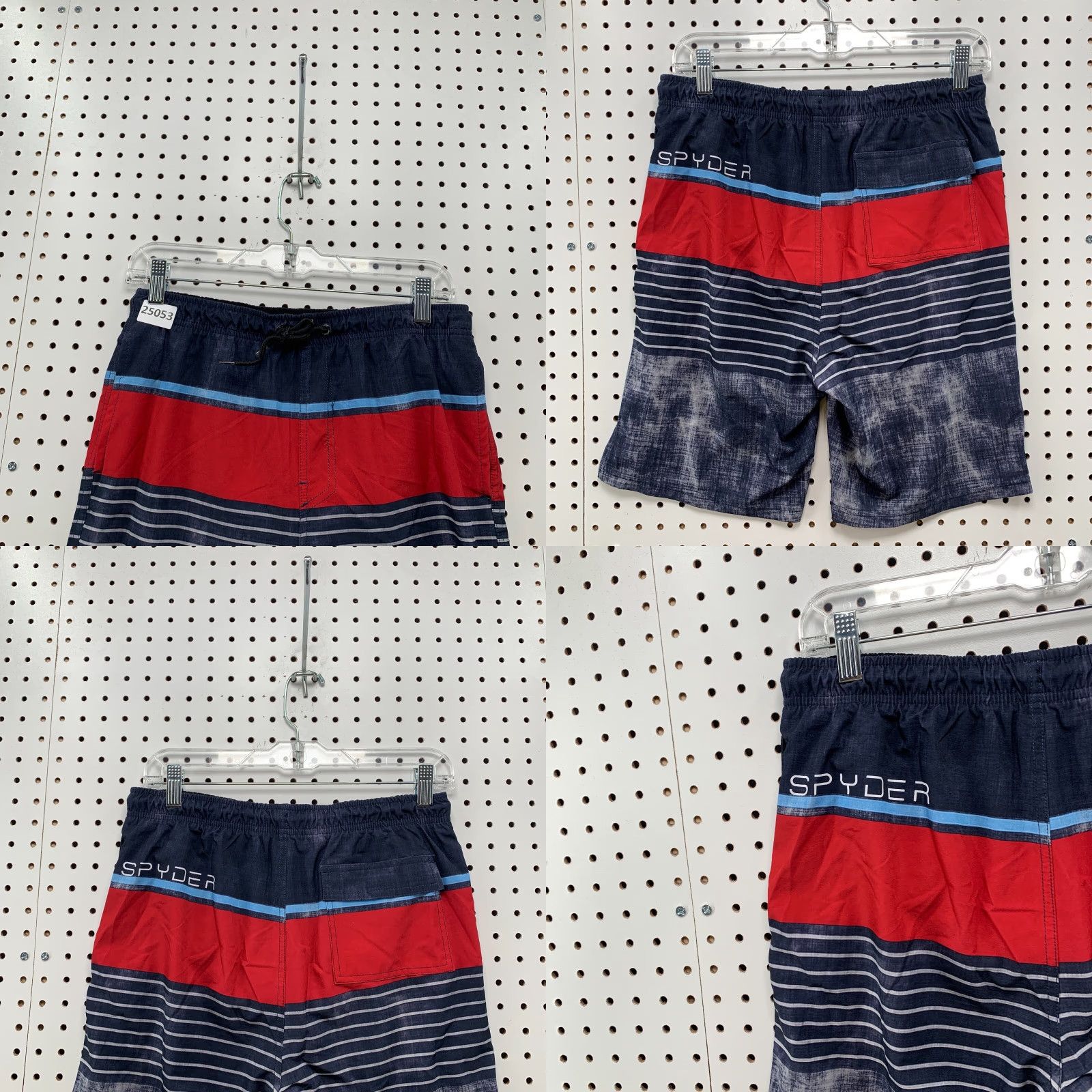 Spyder Spyder Swim Trunks Striped Red Blue Mens Medium 29x7.5 Shorts Bottom Size US 31 - 8 Thumbnail