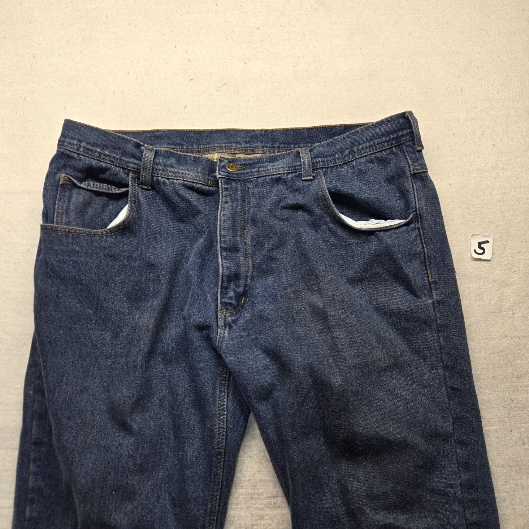 Vintage Key Jeans Men 40x30 Dark Blue Denim Lined Flannel Straight Size US 40 / EU 56 - 2 Thumbnail