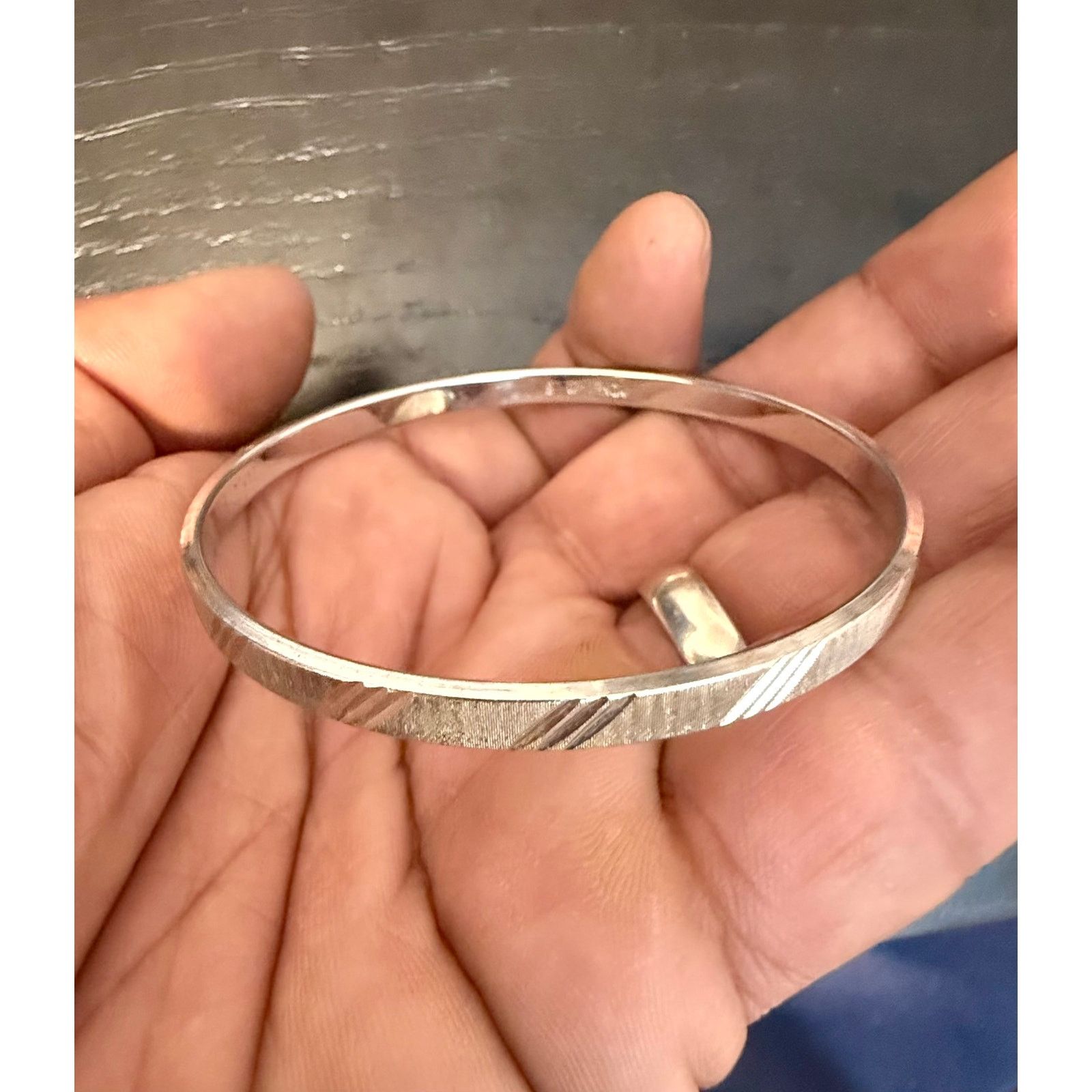 Other Vintage Signed Monet Silver Tone Etched Bangle Bracelet 7.5“ Size ONE SIZE - 1 Thumbnail