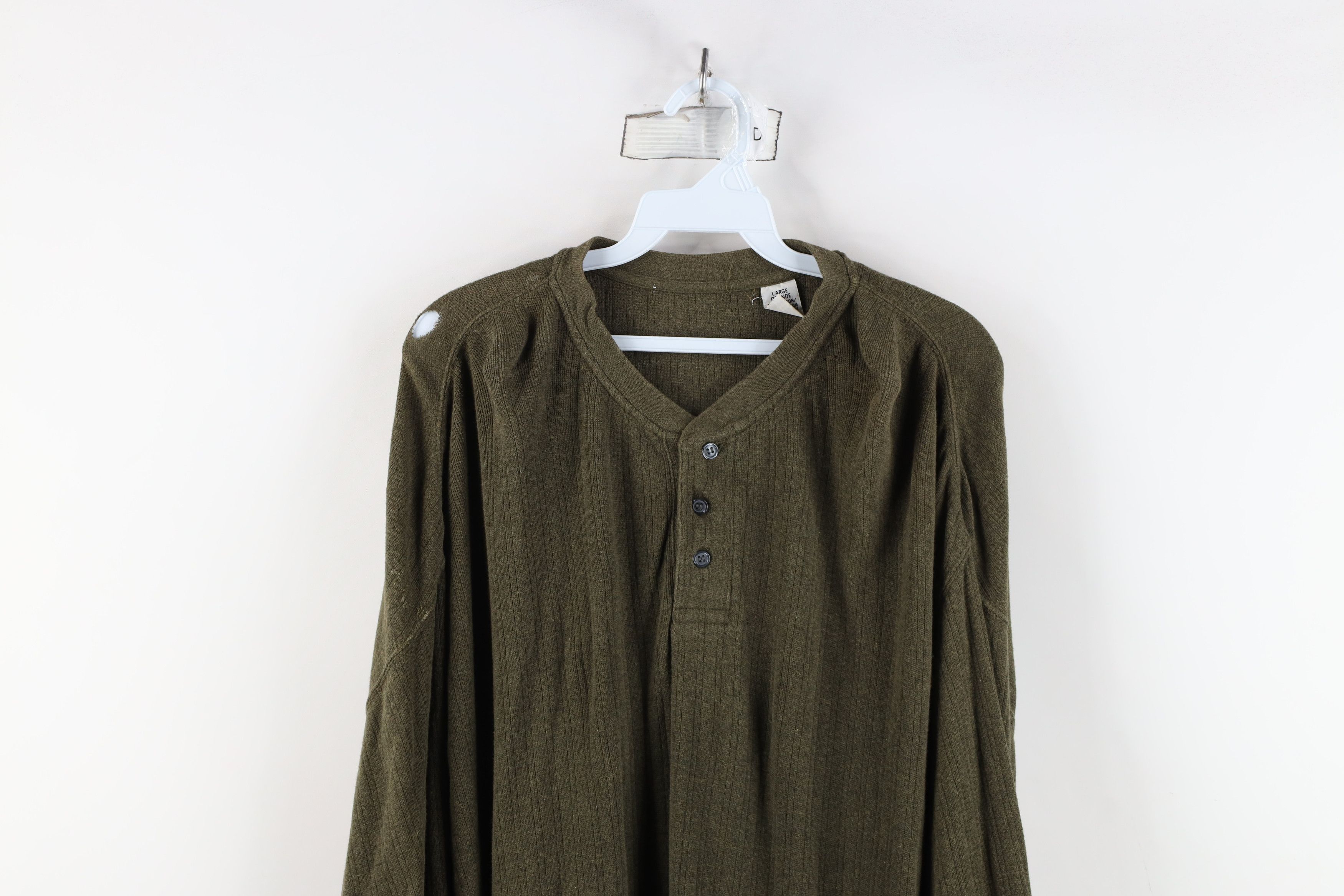 Vintage Vintage 90s Streetwear Blank Knit Long Sleeve Henley T-Shirt Size US L / EU 52-54 / 3 - 2 Thumbnail