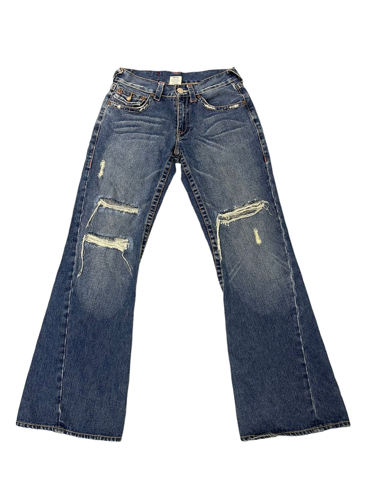 Japanese Brand Flare Jeans True Religion USA Distres Low Rise Boot Cut 7🟦1 Size US 30 / EU 46 - 2 Thumbnail