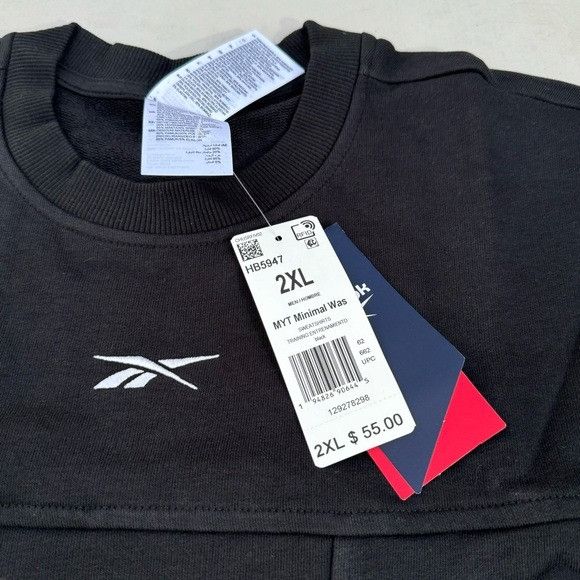 Reebok NWT REEBOK MINIMAL TRAINING BLACK CREWNECK SWEATSHIRT SZ 2XL Size US XXL / EU 58 / 5 - 2 Thumbnail