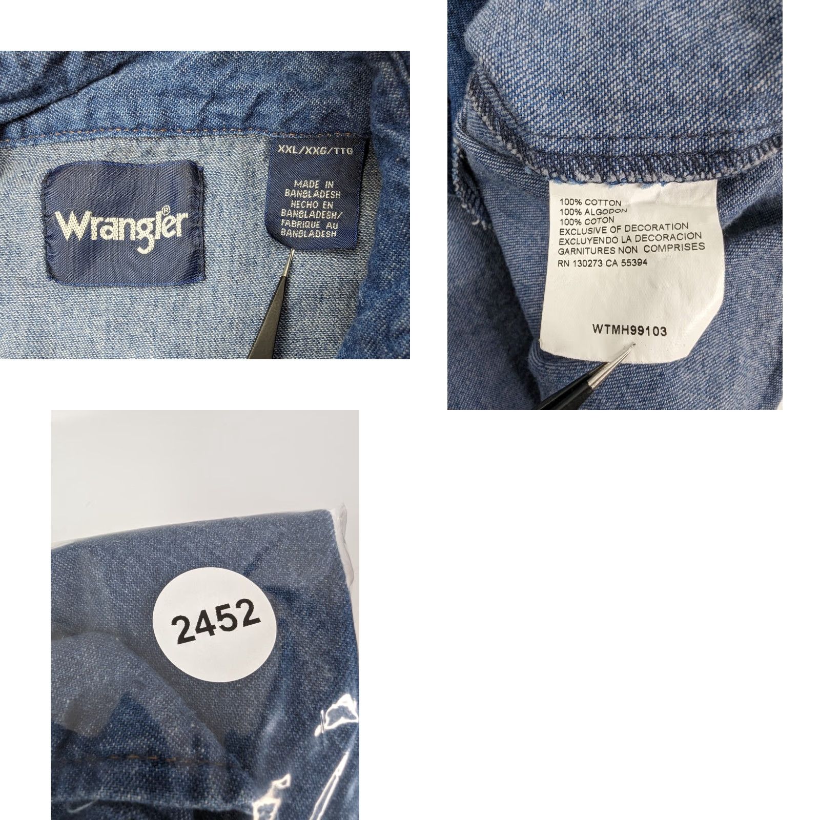 Wrangler Wrangler Blue Denim Pearl Snap L/S Western Shirt Men's 2XL Cowgirl Rodeo Size US XXL / EU 58 / 5 - 8 Thumbnail