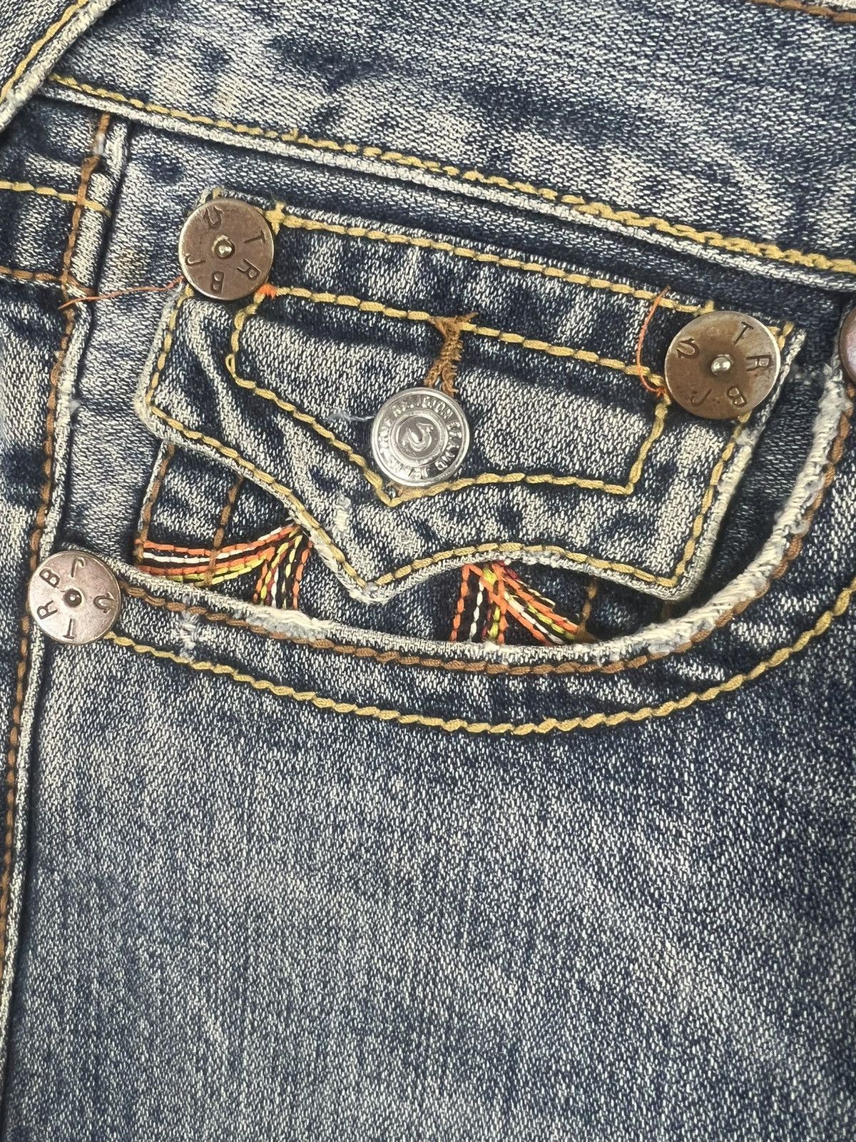 True Religion True Religion Joey Big T Multicolour Embroidery Flare Jeans Size US 31 - 5 Thumbnail