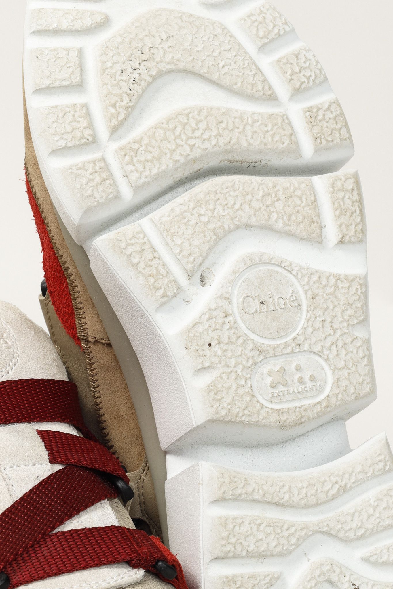 Chloe Chloe Sonnie Beige Leather Red Strap Trainers Size US 7 / IT 37 - 5 Thumbnail