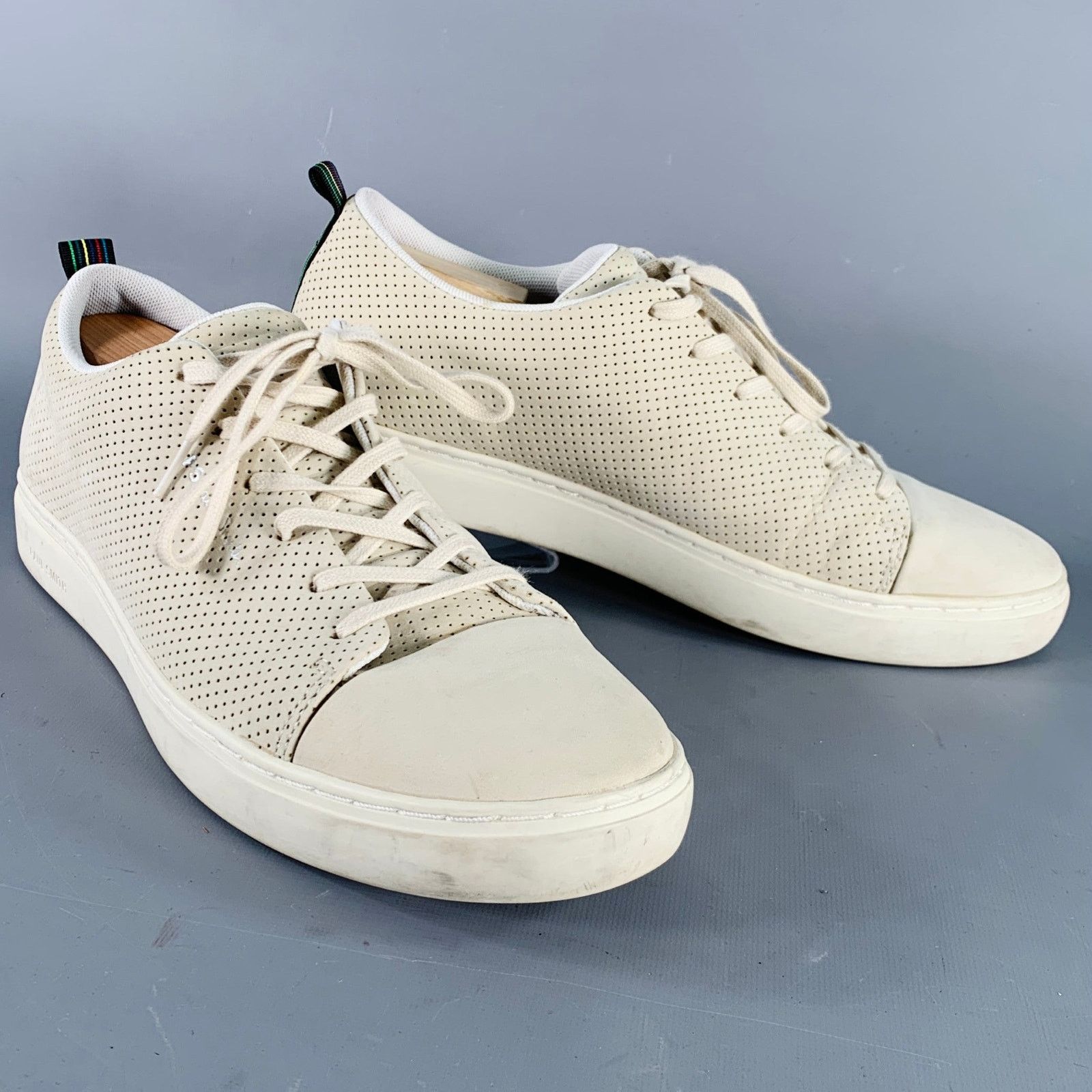 Paul Smith Size 12 Grey Stone Perforated Leather Cap Toe Sneakers Size US 12 / EU 45 - 1 Thumbnail