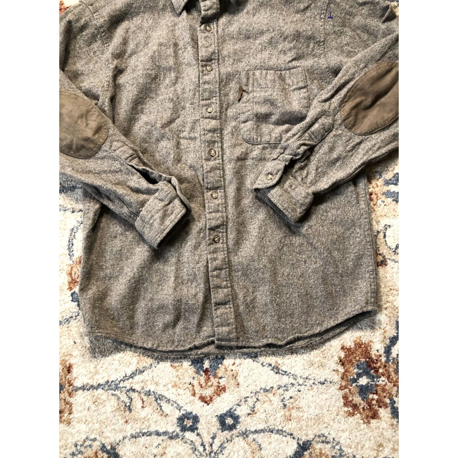 Pendleton Pendleton Shirt Mens Large Gray Wool Elbow Patch Outdoor Workwear Button Up Size US L / EU 52-54 / 3 - 5 Thumbnail
