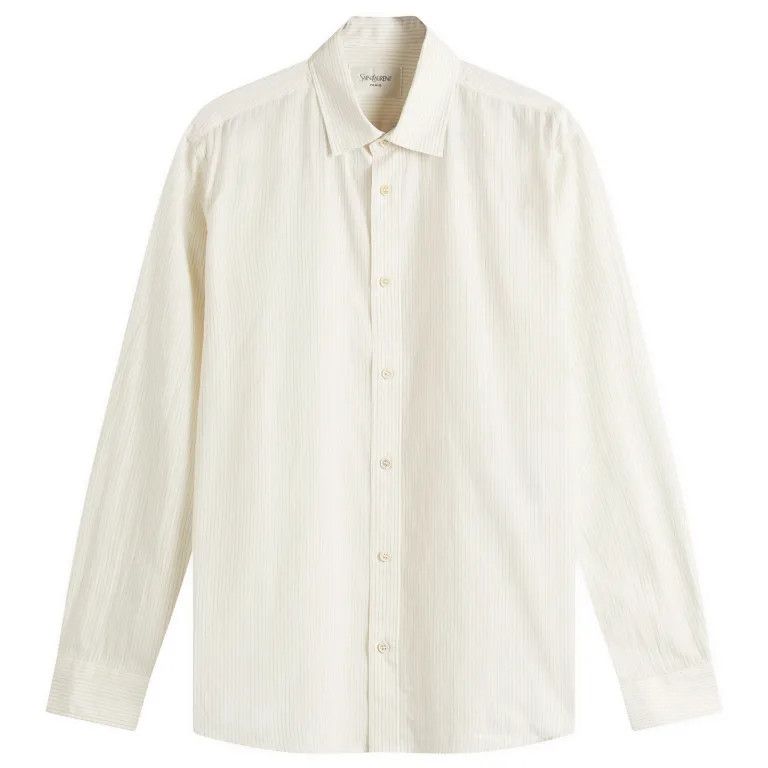 Saint Laurent Paris o1bcso1str1025 Oversize Shirt Dobby Stripes in White/Multi Size US L / EU 52-54 / 3 - 1 Thumbnail