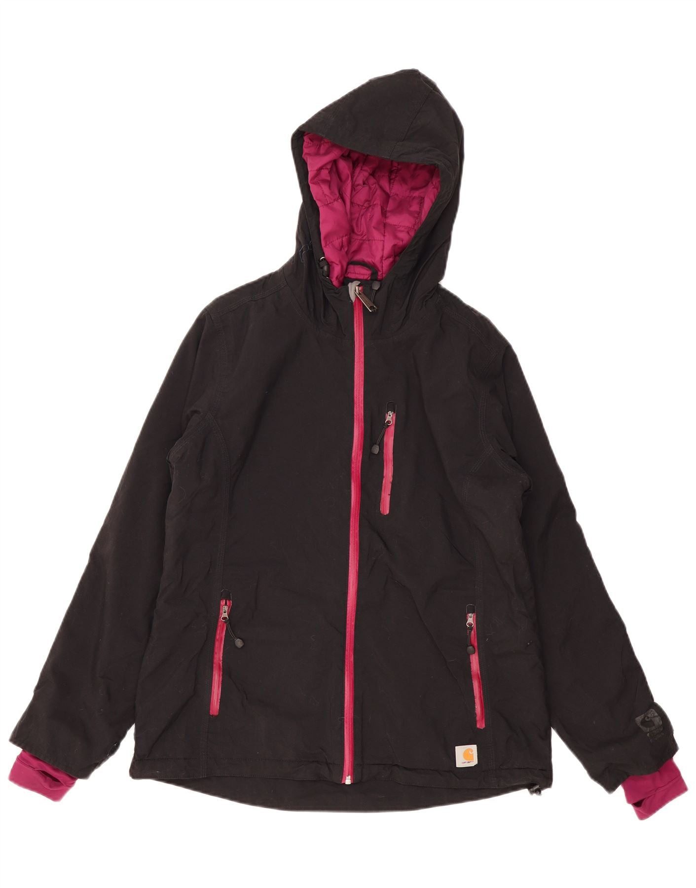 Carhartt Womens Hooded Windbreaker Jacket US 8/10 Medium Black Polyes Size L / US 10 / IT 46 - 1 Thumbnail