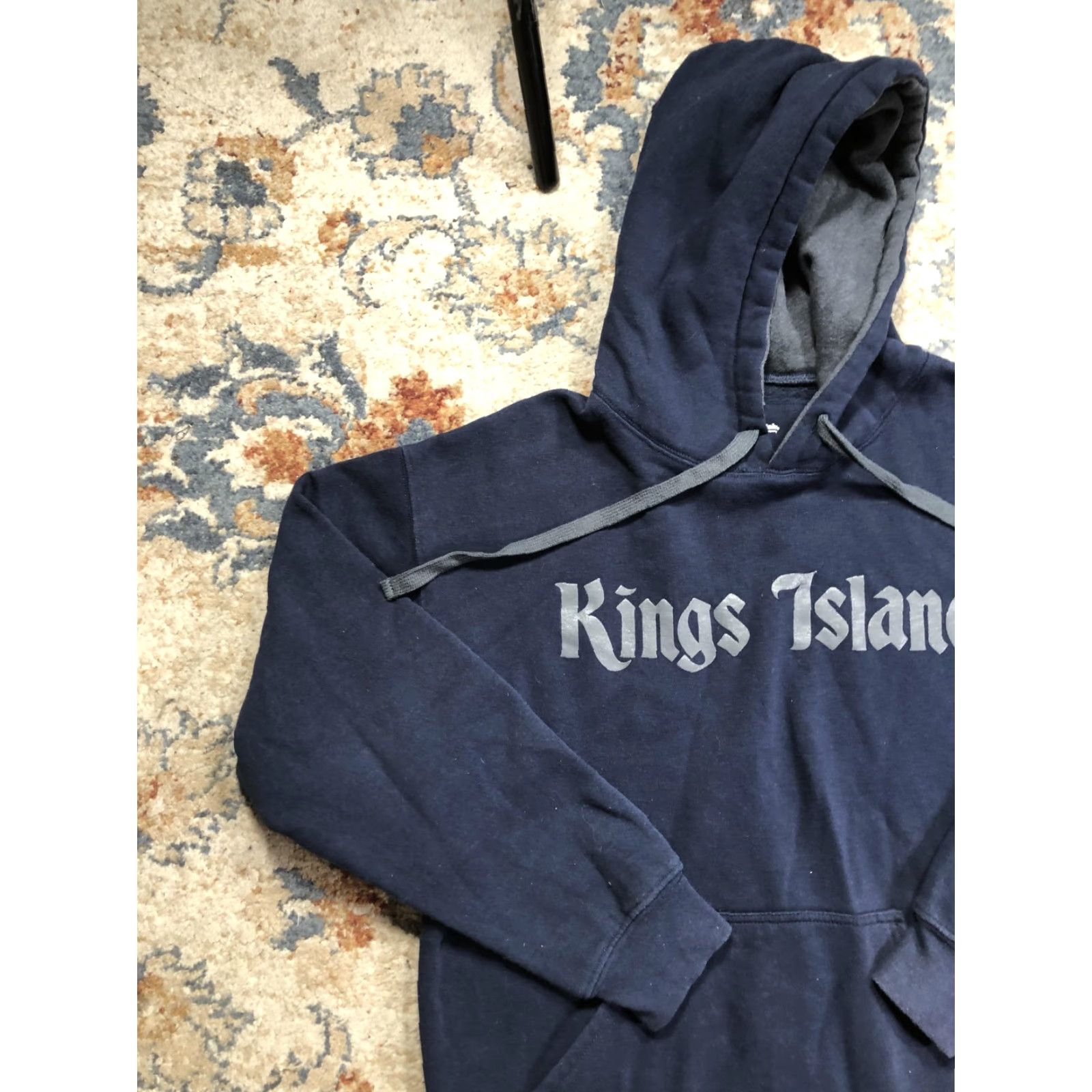Vintage Kings Island Hoodie Mens M Blue Fleece Pullover Graphic Print Logo Cedar Fair Sweatshirt Size US M / EU 48-50 / 2 - 3 Thumbnail