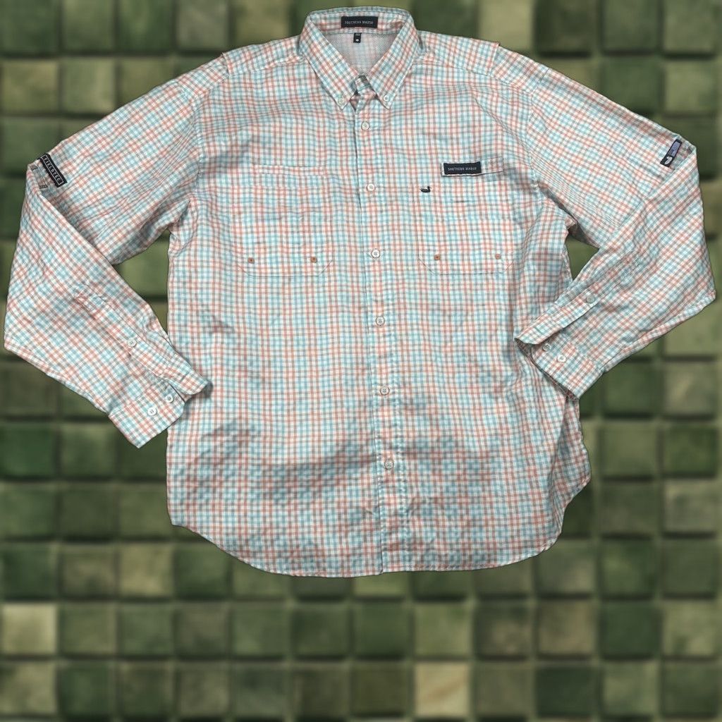 Vintage Southern Marsh Shirt Mens Large Blue Pink Check Field Tech Button Up NWOT Size US L / EU 52-54 / 3 - 1 Thumbnail