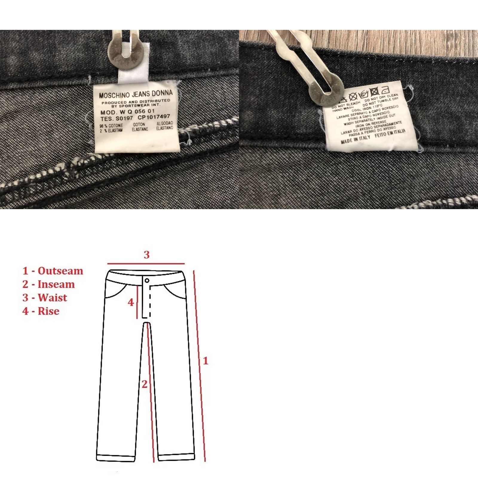 Moschino Moschino Jeans Gray Women Regular Size 29 Sequin Embelished Cotton Elastane Flared Inseam 33.3" 13.8" Waist Hip Pockets Brand Moschino Size 29" - 9 Thumbnail