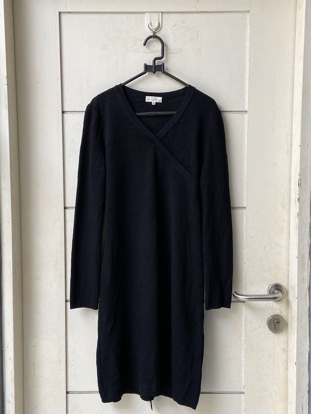 image of Balenciaga Paris Black Knit Dress, Women's (Size XS)