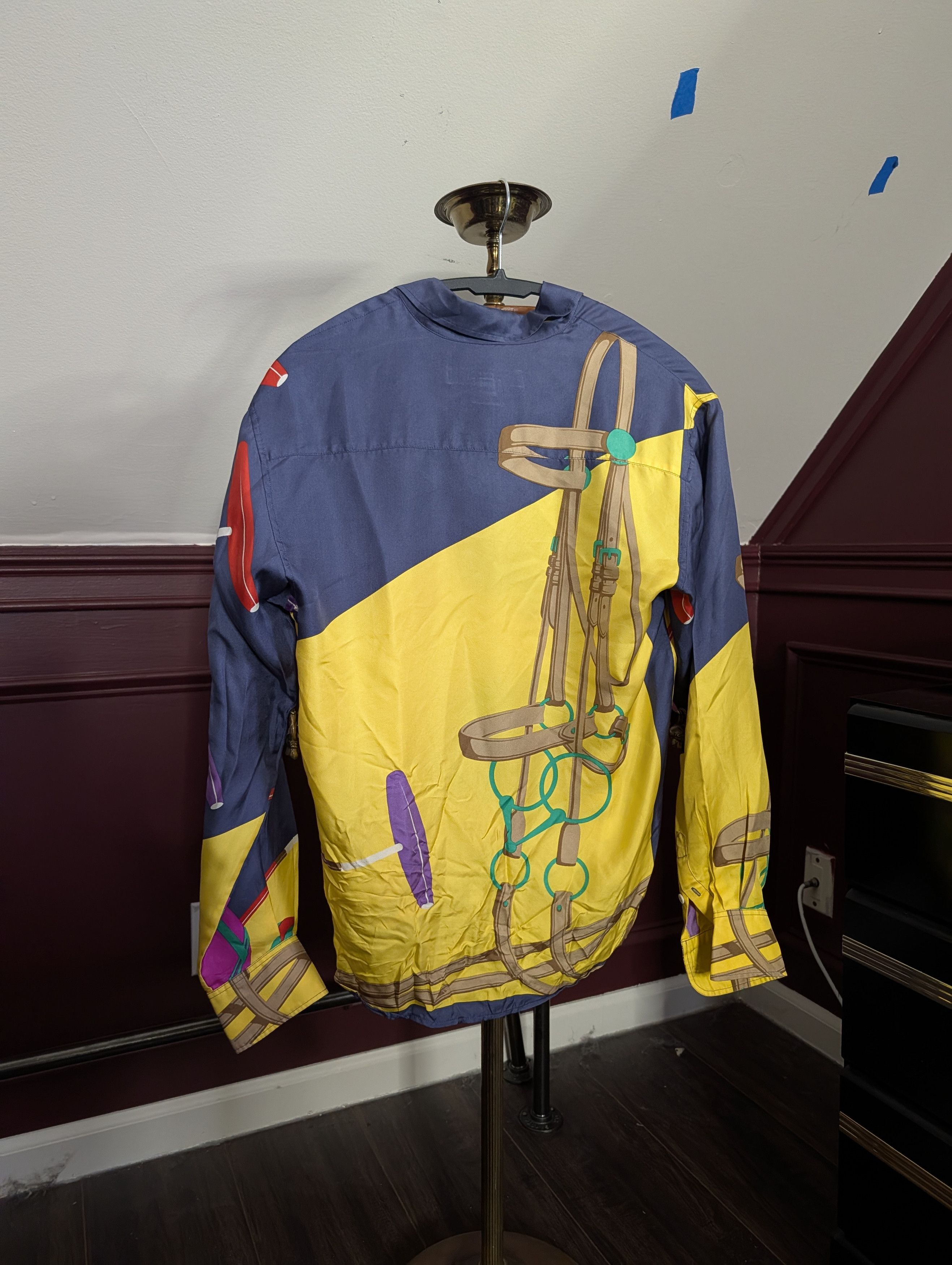 Ralph Lauren Purple Label 100% silk polo equestrian harness pattern button-up shirt Size M / US 6-8 / IT 42-44 - 7 Thumbnail