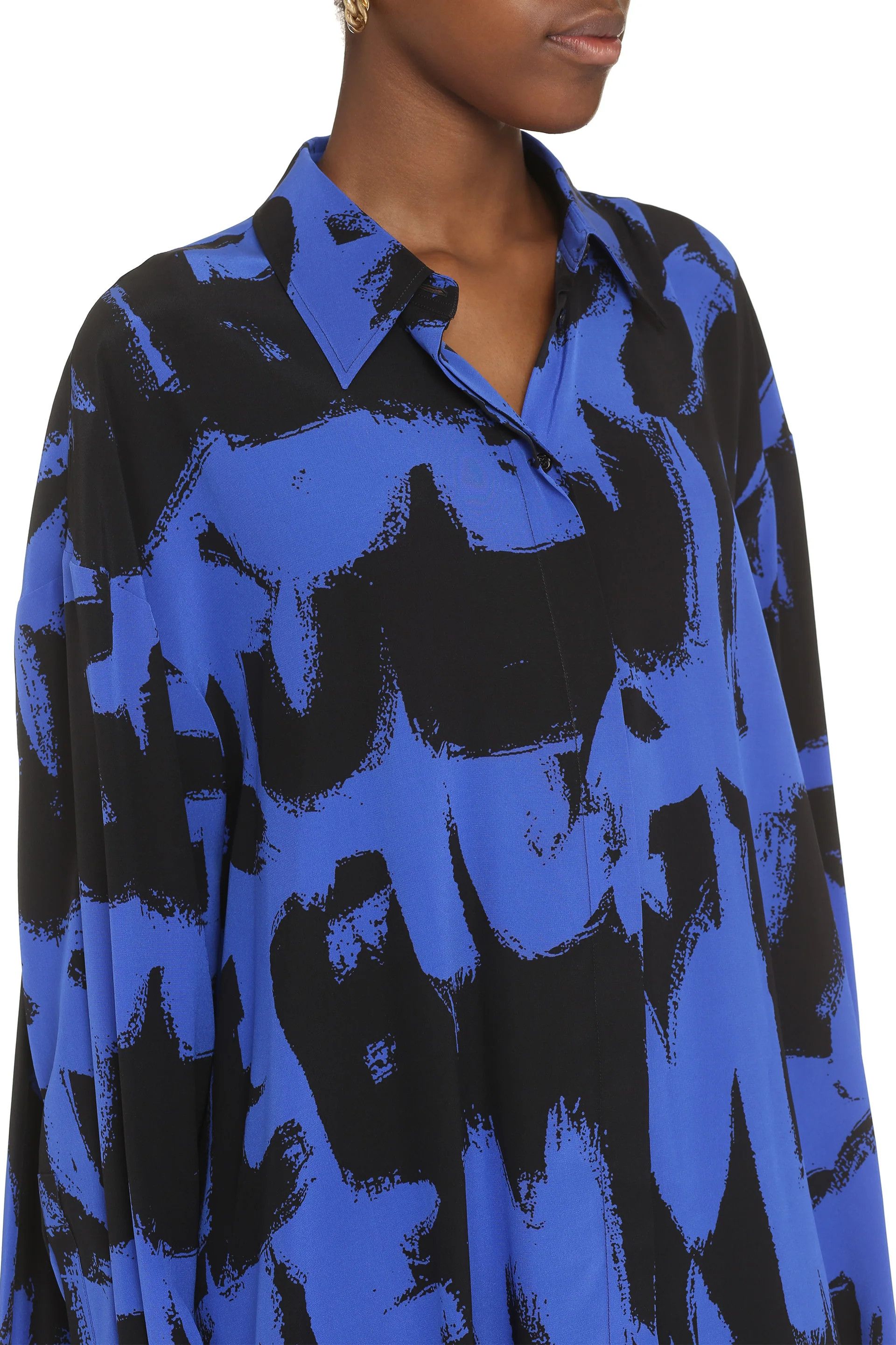 Alexander McQueen o1y0325 Shirt Mini Dress in Blue & Black Size XS / US 0-2 / IT 36-38 - 5 Thumbnail