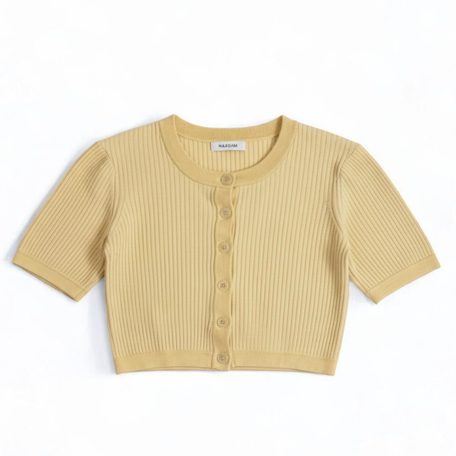 NAADAM Naadam Yellow Cropped Cardigan Top Womens Medium Size M / US 6-8 / IT 42-44 - 1 Thumbnail