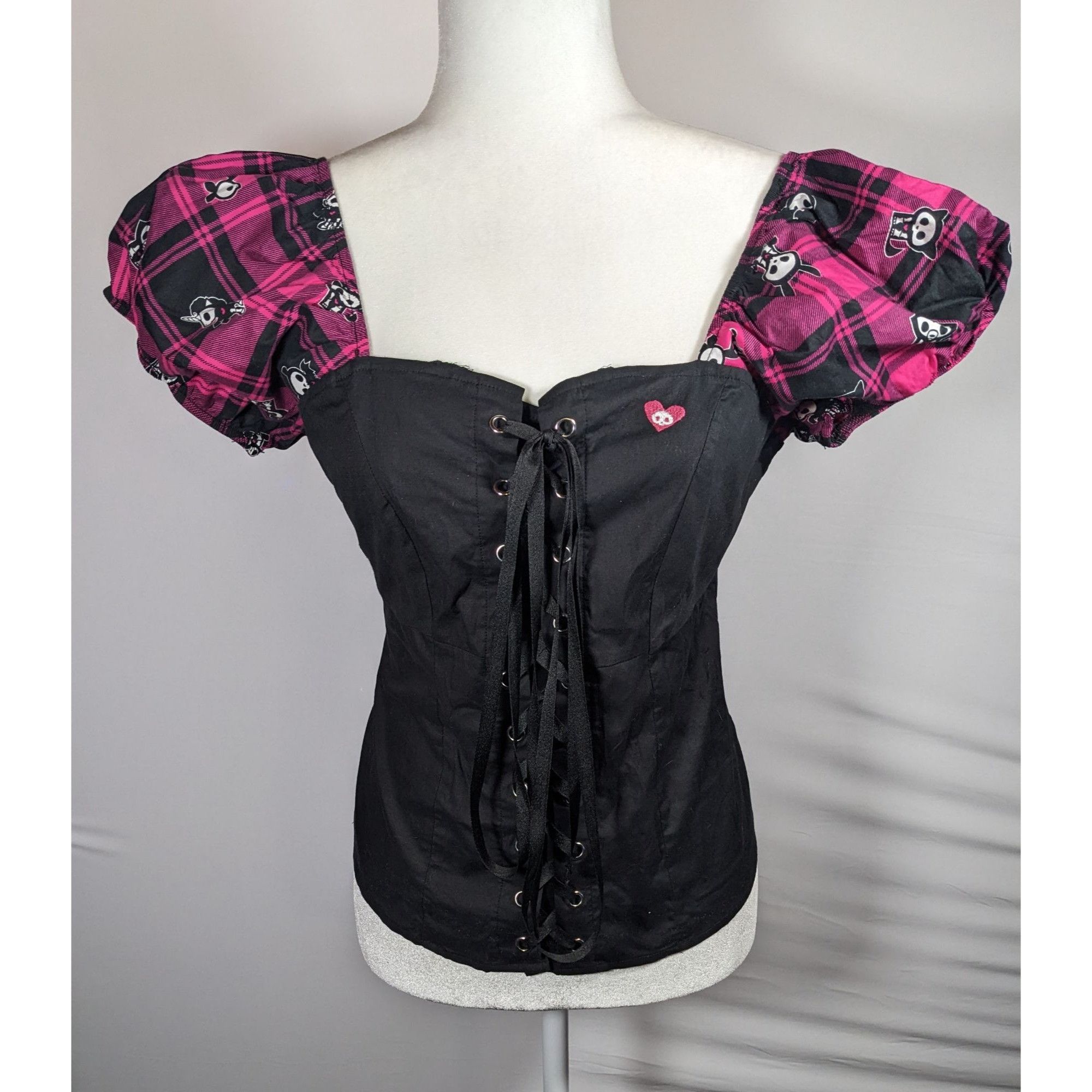 Other Skelanimals Gothic Laced Front Puff Sleeve Black And Magenta Size M / US 6-8 / IT 42-44 - 5 Thumbnail