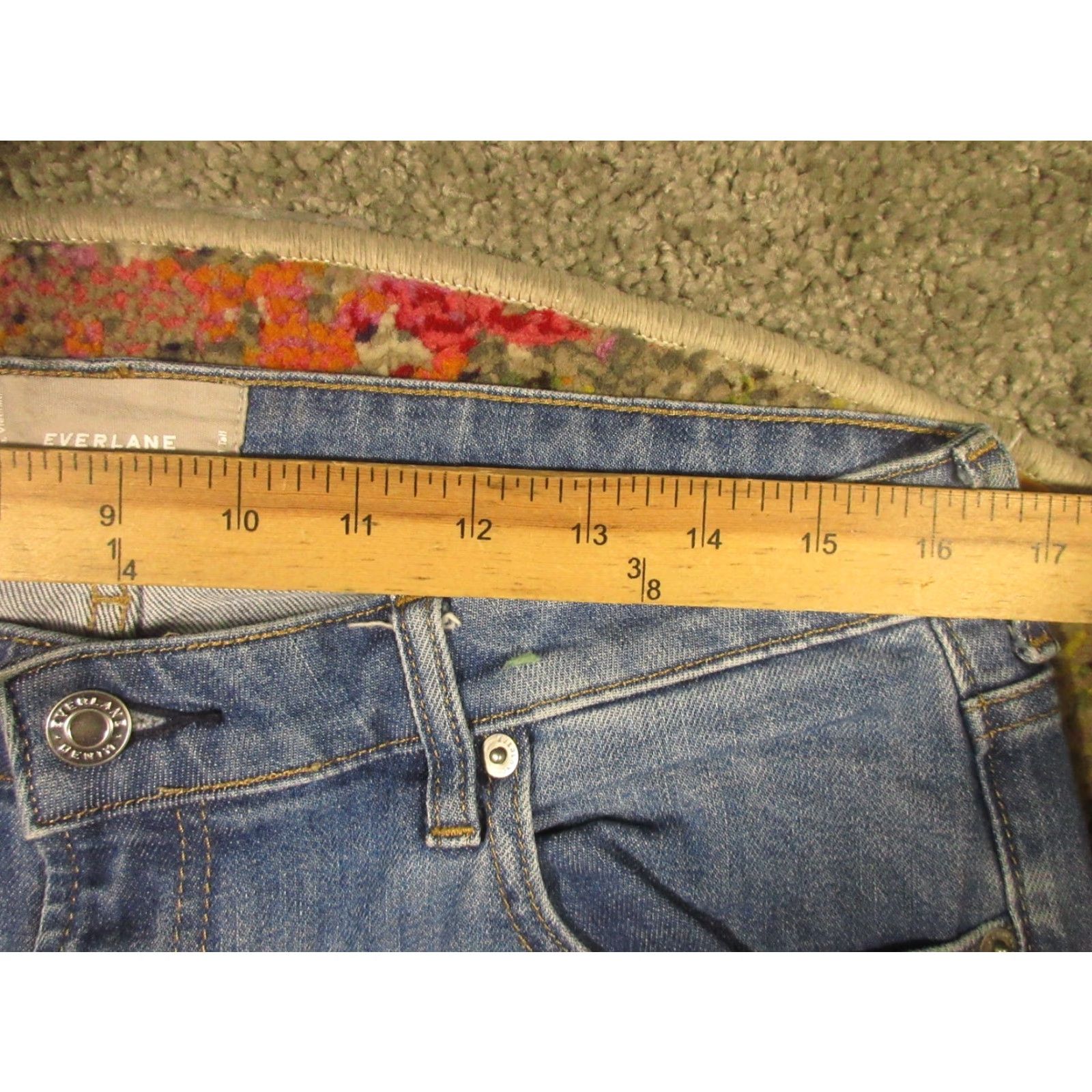 Everlane Everlane Mid Rise Jeans Women's 31 Tall 32x31 Denim Blue 5-Pocket Skinny Medium Wash Whiskers Fade Zip Button Size 24" / US 00 / IT 34 - 7 Thumbnail