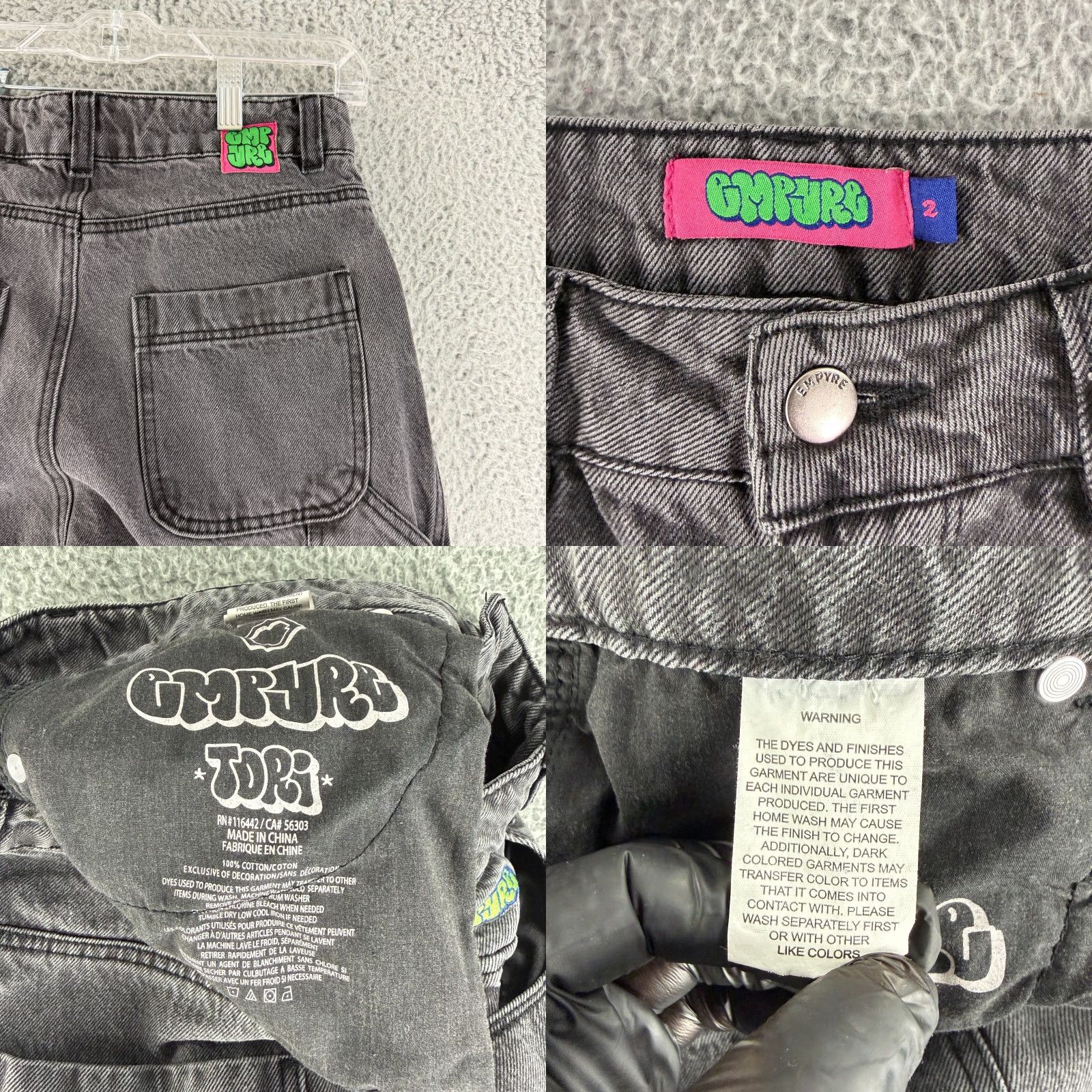 Empyre Empyre Tori Jeans Womens Size 2 Black Denim Baggy High-Rise Straight Leg Jeans Size 26" / US 2 / IT 38 - 9 Thumbnail