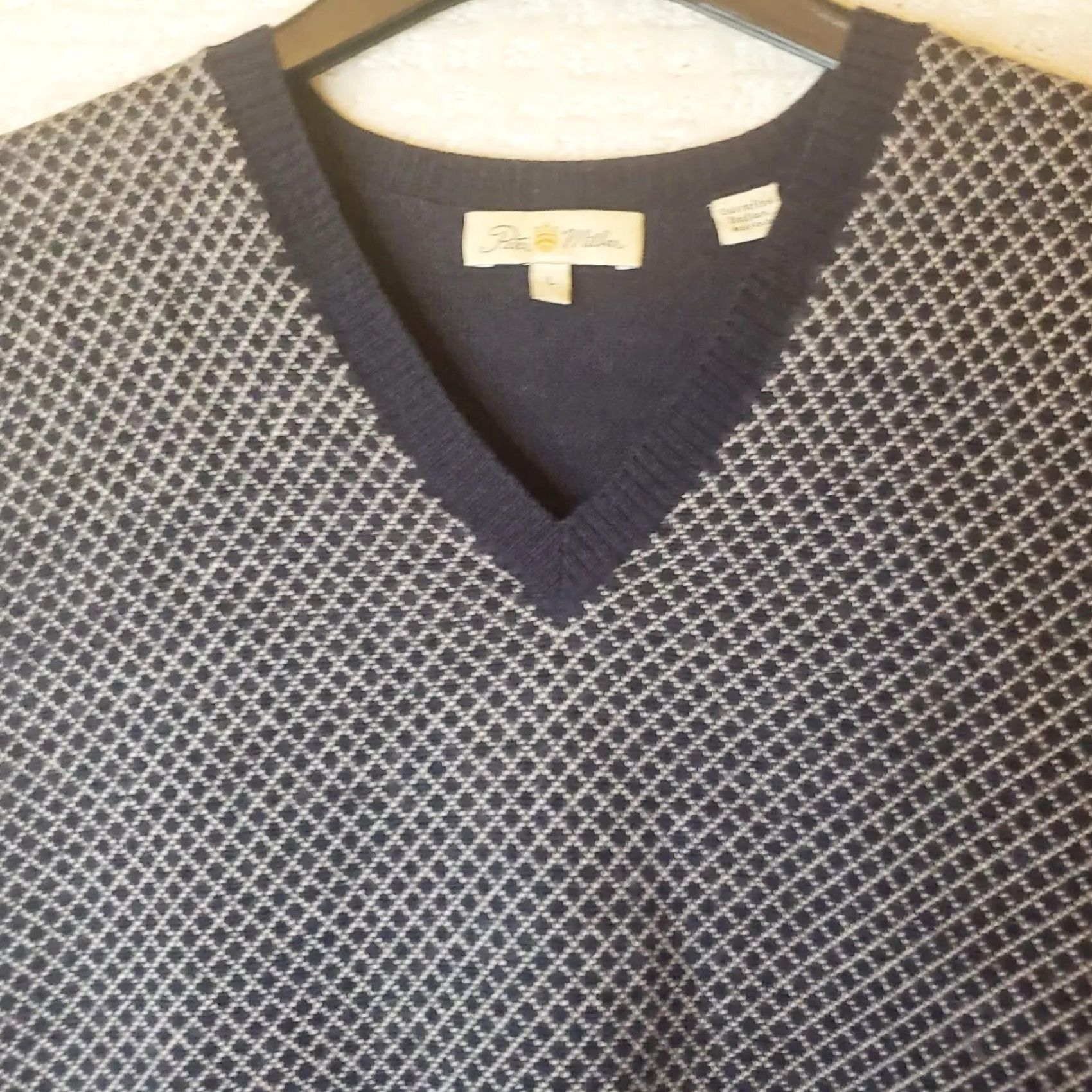 Peter Millar Peter Millar Men Large Sleeveless Golf Vest Merino 100% Wool V-Neck Gray Check Size US L / EU 52-54 / 3 - 4 Thumbnail