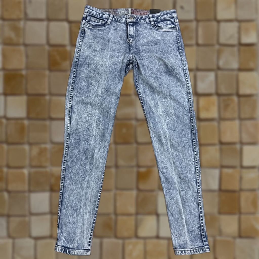 Vintage Bleulab Reversible 8 Pocket Legging Jeans Blue Acid Wash/ Gray Floral Women’s 29 Size 29" - 1 Thumbnail
