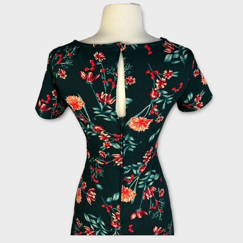 Macys B Darlin | Belted Floral Dress Dark Green | Size 5/6 Size M / US 6-8 / IT 42-44 - 8 Thumbnail
