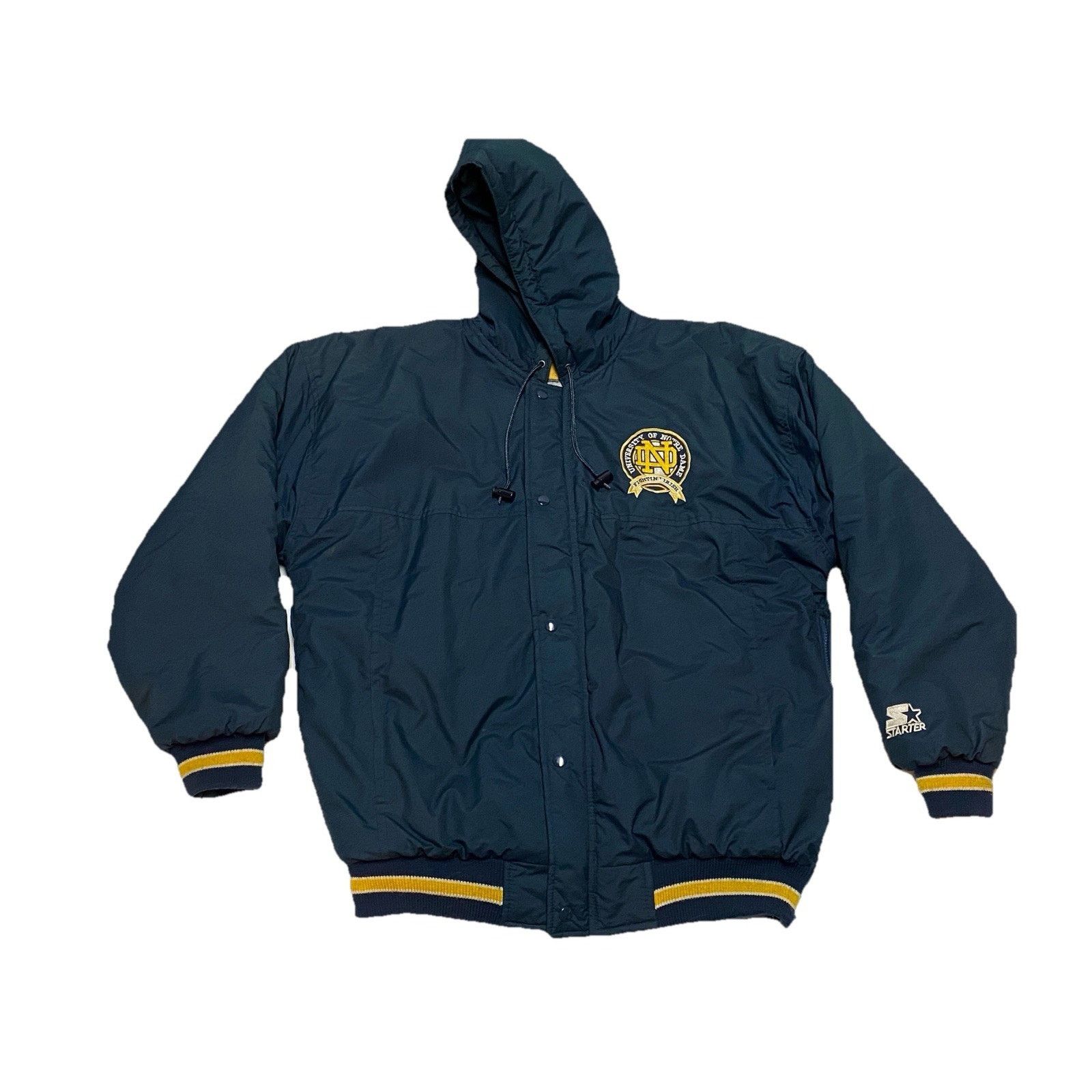 Starter VTG Notre Dame Starter Puffer Jacket Mens L Blue Full Zip Size US L / EU 52-54 / 3 - 1 Thumbnail