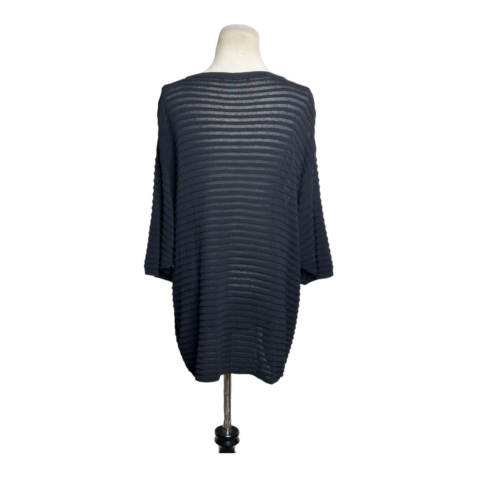 Max Mara MaxMara black striped semi sheer knit top blouse size Medium Size M / US 6-8 / IT 42-44 - 2 Thumbnail