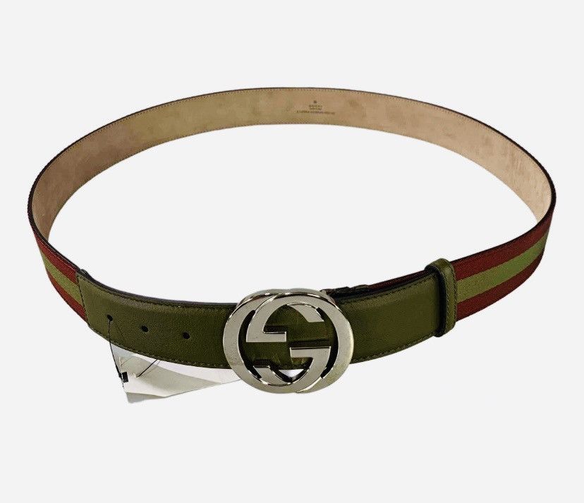Gucci Gucci 🇮🇹 GG Medallion Interlocking web stripe belt 105 42 NEW Size 42 - 6 Thumbnail