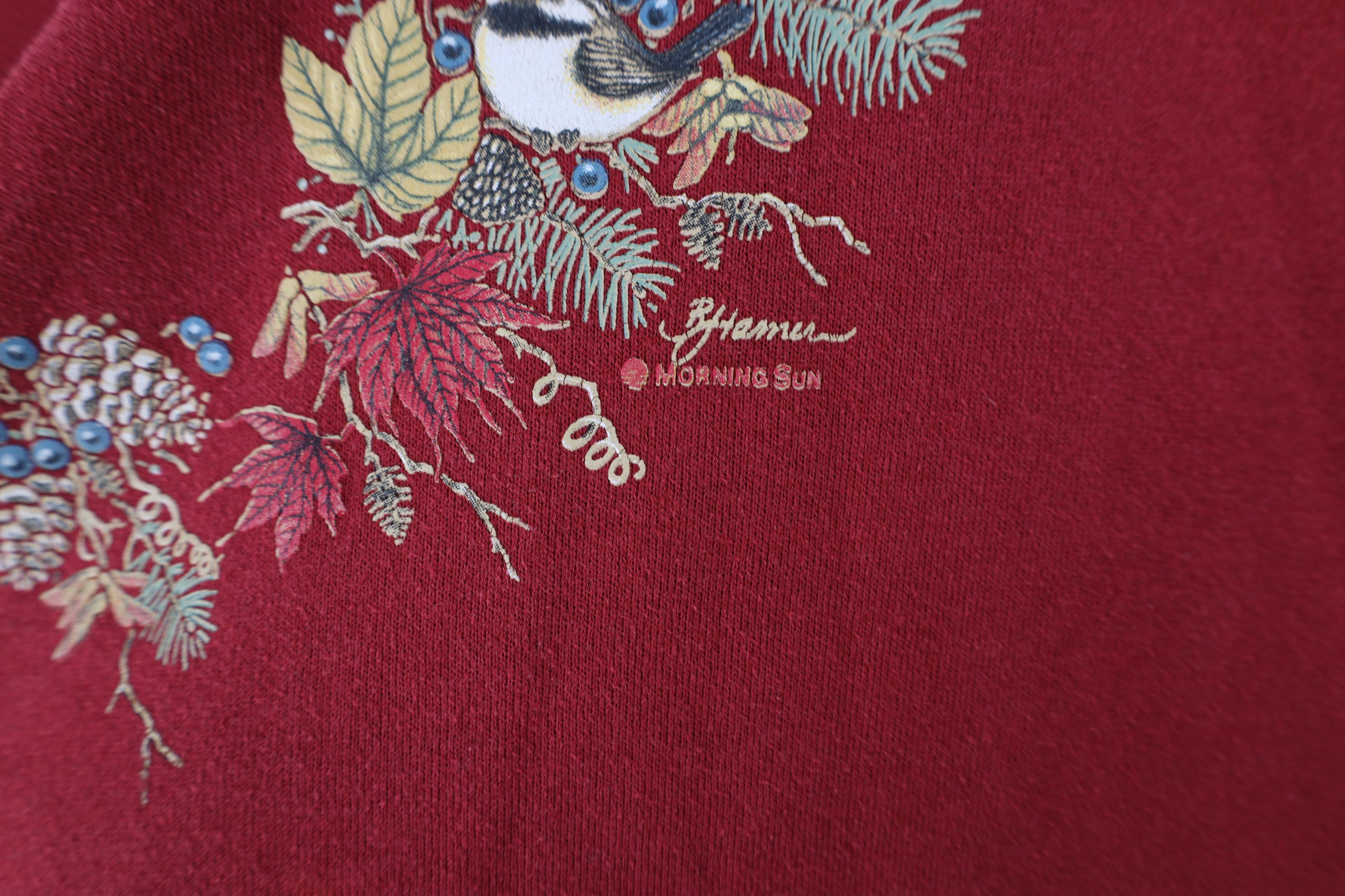 Vintage Vintage 90s Streetwear Bird Collared Sweatshirt Red USA Size XL / US 12-14 / IT 48-50 - 9 Thumbnail