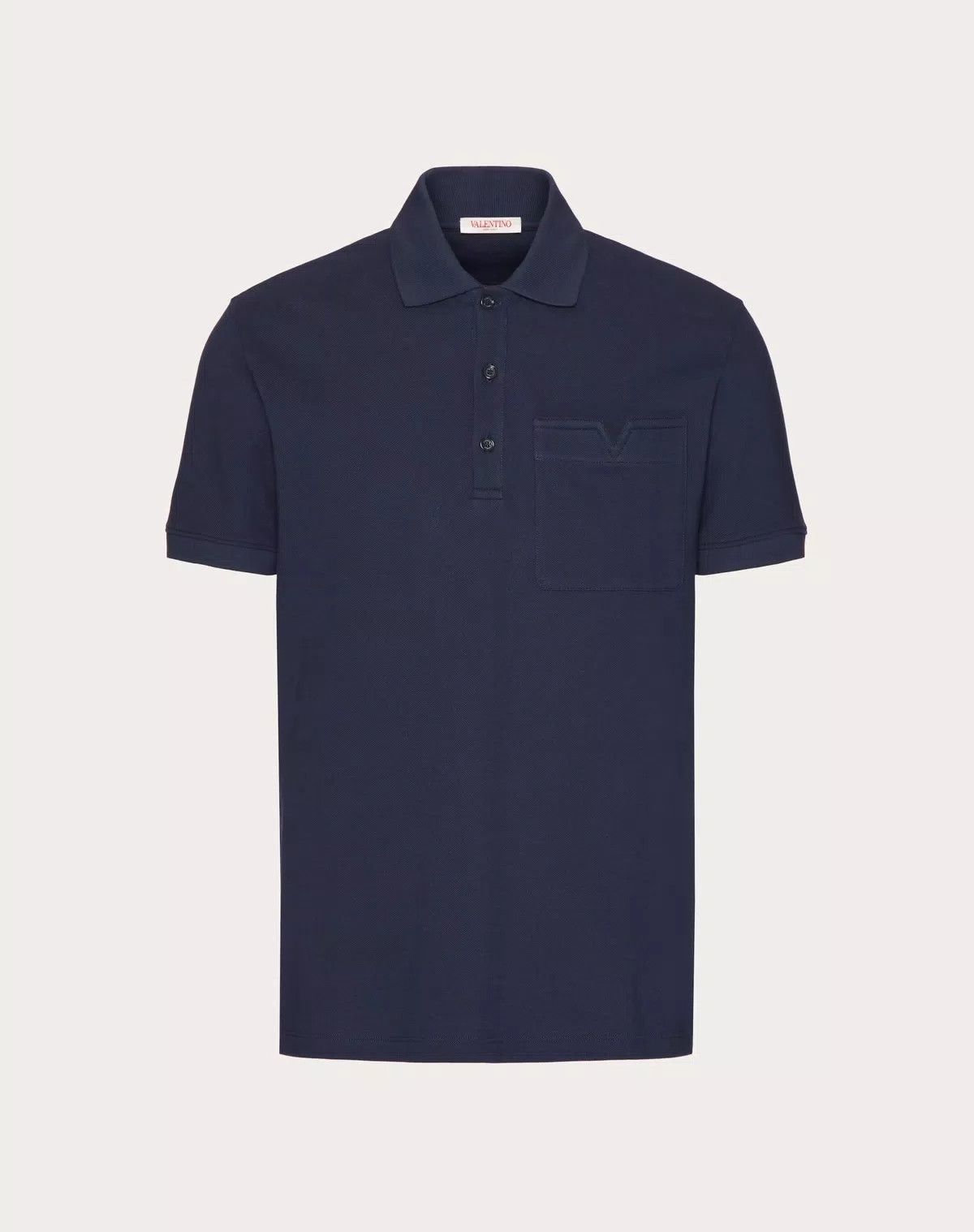 Valentino oc11z0725 Cotton Pique Polo Shirt in Navy Blue Size US L / EU 52-54 / 3 - 1 Thumbnail