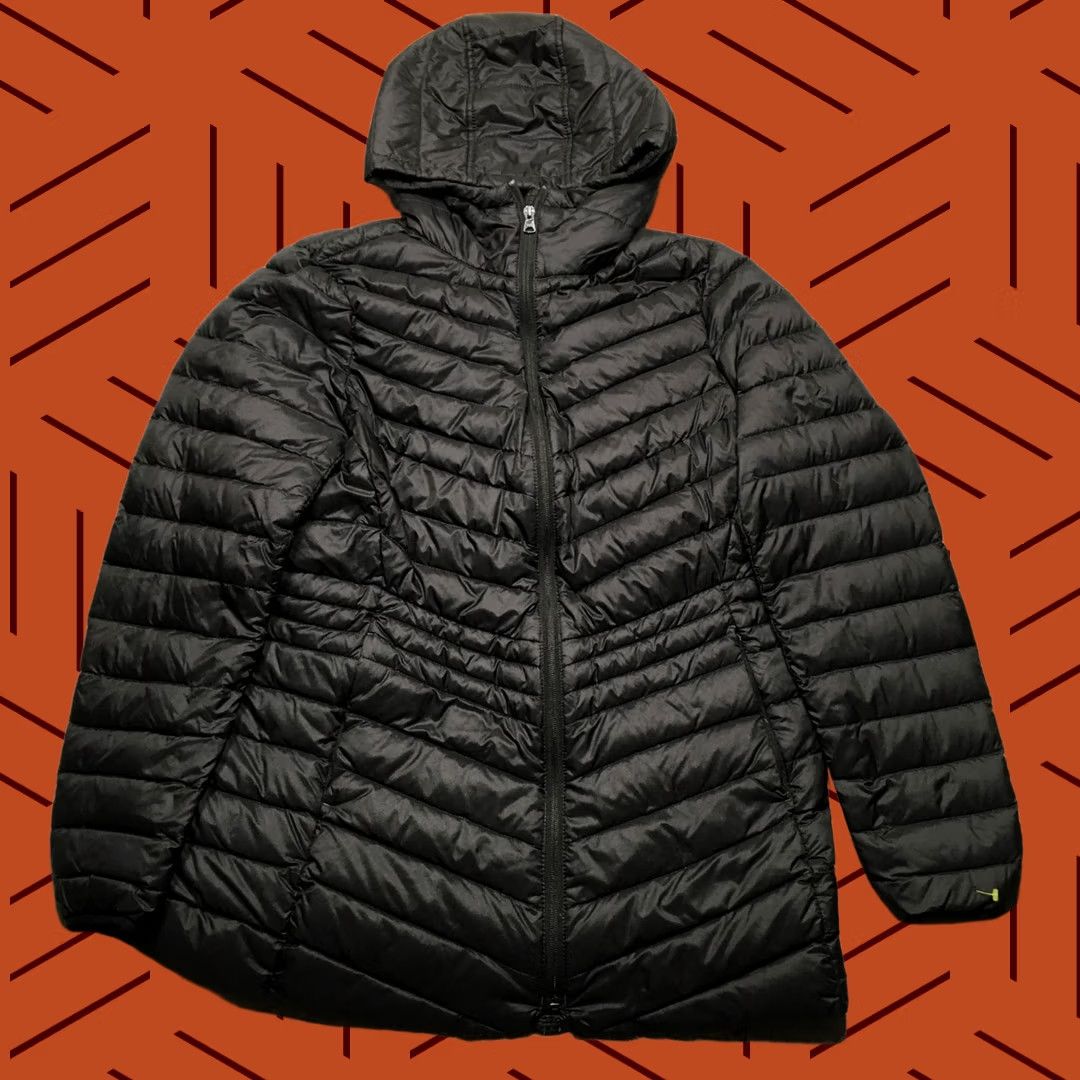 Lands' End Lands' End Puffer Jacket Women L Tall Black Hooded Quilted Mid Length Winter Coat Size L / US 10 / IT 46 - 1 Thumbnail