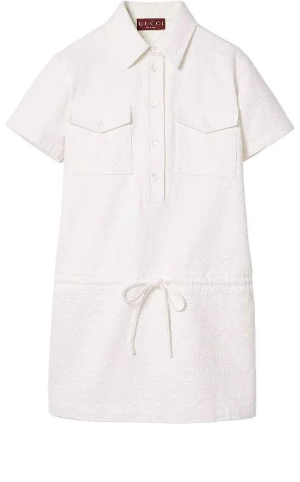 Gucci o1la5ras0526 GG Jacquard Denim Dress in White Size L / US 10 / IT 46 - 1 Thumbnail