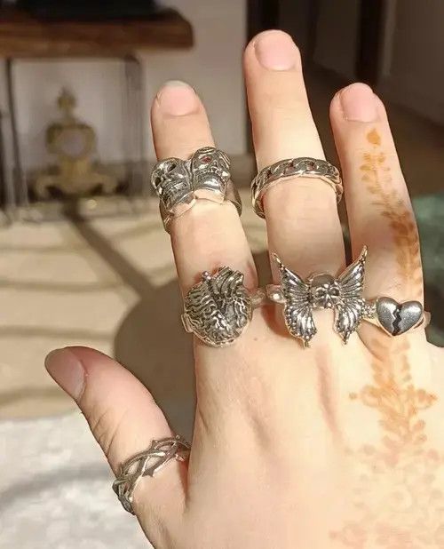Homemade × Jewelry × Ring Of Fire Brain Theme Set Ring -6 pieces/ Lot Size ONE SIZE - 3 Thumbnail