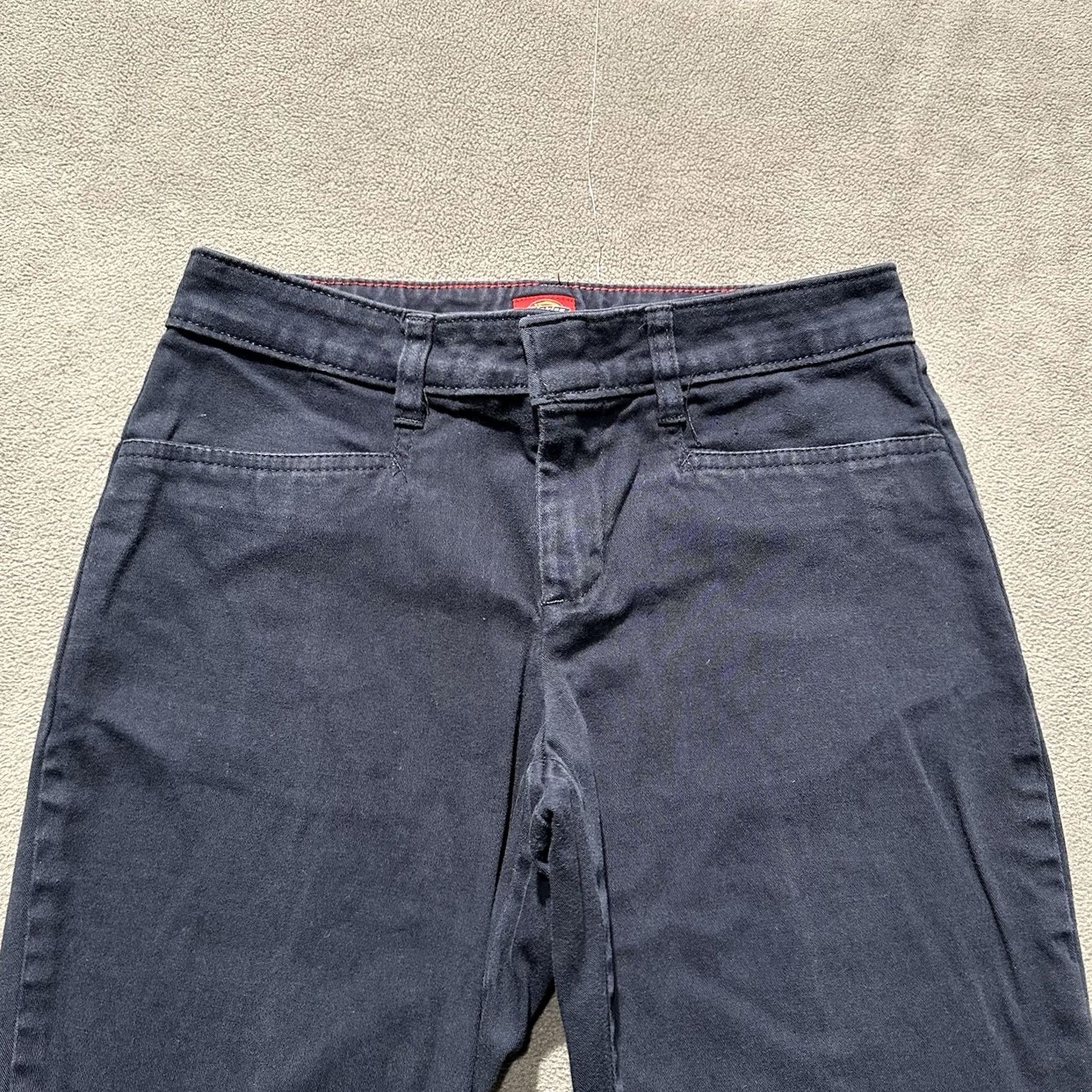 Dickies Dickies Pants Womens 3 Bootcut Stretch Beige Navy Blue Low Rise Inseam 30" Junior Size 3 Womens Regular Front Pocket EUC Size 26" / US 2 / IT 38 - 3 Thumbnail