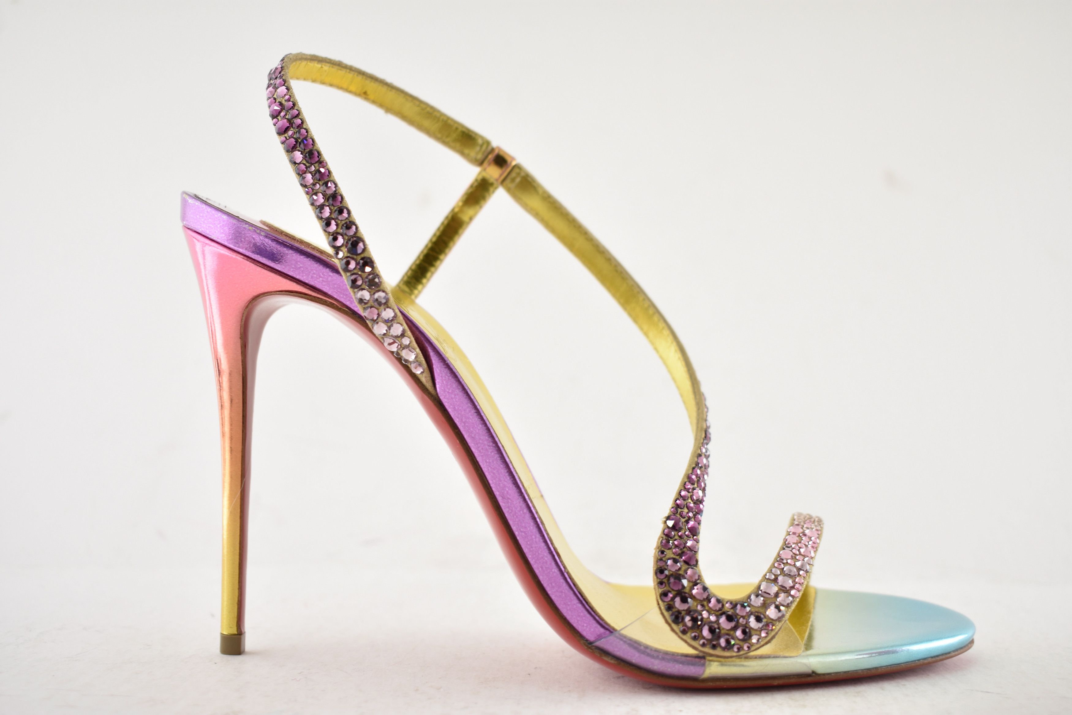 Christian Louboutin Rosalie Strass Boreal 100 Ankle Strap Sandal Heel Pump 40 Size US 10 / IT 40 - 2 Thumbnail
