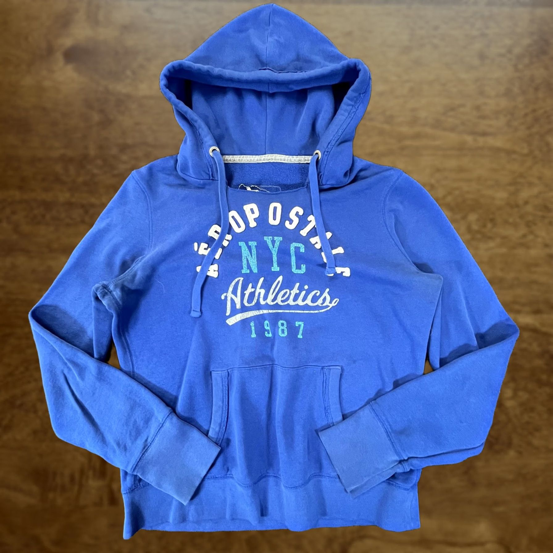 Aeropostale Aeropostale Hoodie Womens XL NYC Athletics 1987 Pullover Kangaroo Blue Royal Graphic Print Embroidered Logo Size XL / US 12-14 / IT 48-50 - 1 Thumbnail