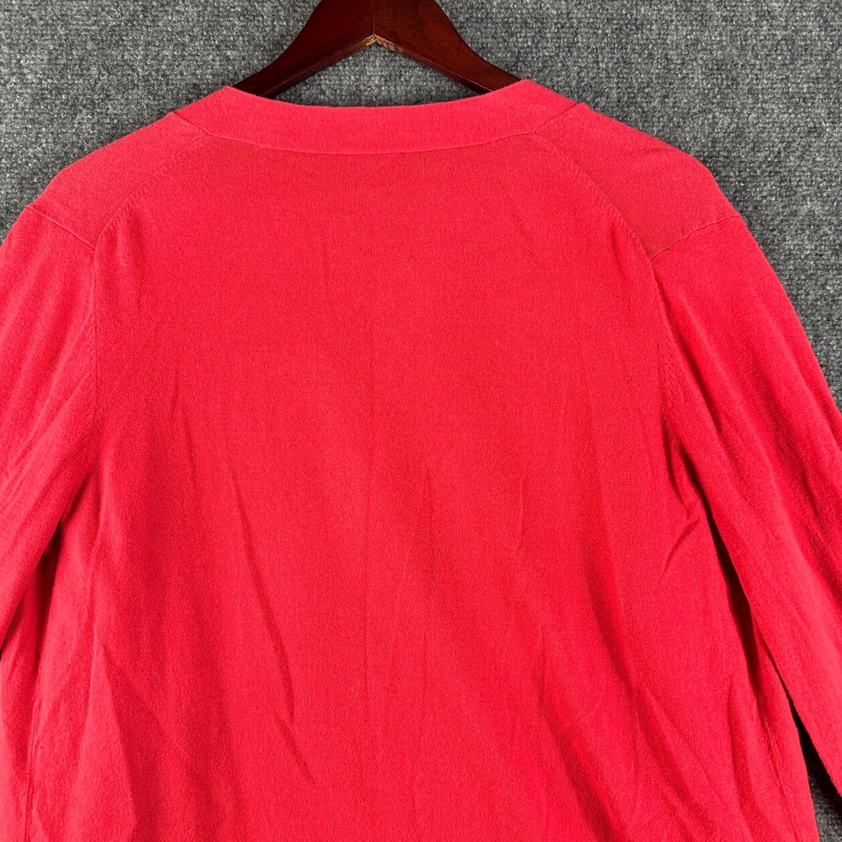 J. Jill J. Jill Sweater Cardigan Womens Medium Red Open Pockets Long Sleeve V-Neck Knit 100% Cotton Size M / US 6-8 / IT 42-44 - 7 Thumbnail