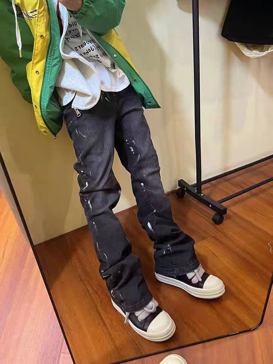Japanese Brand × Jean Vintage Ink Splash Print Straight Leg Jeans Size US 32 / EU 48 - 1 Thumbnail