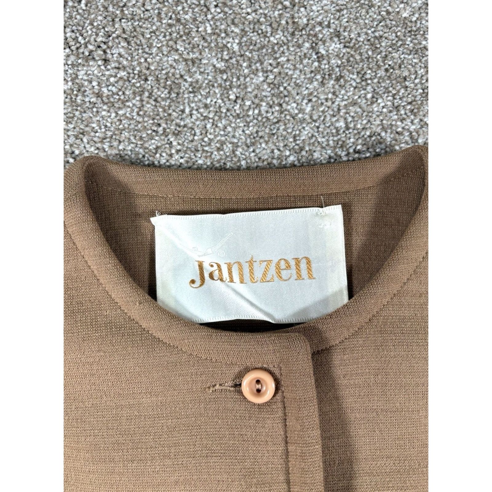 Jantzen VINTAGE Jantzen Blazer Shirt Women 70s Style Collarless Brown Beige Tweed Size 10 Long Sleeve Button Pockets Size L / US 10 / IT 46 - 6 Thumbnail