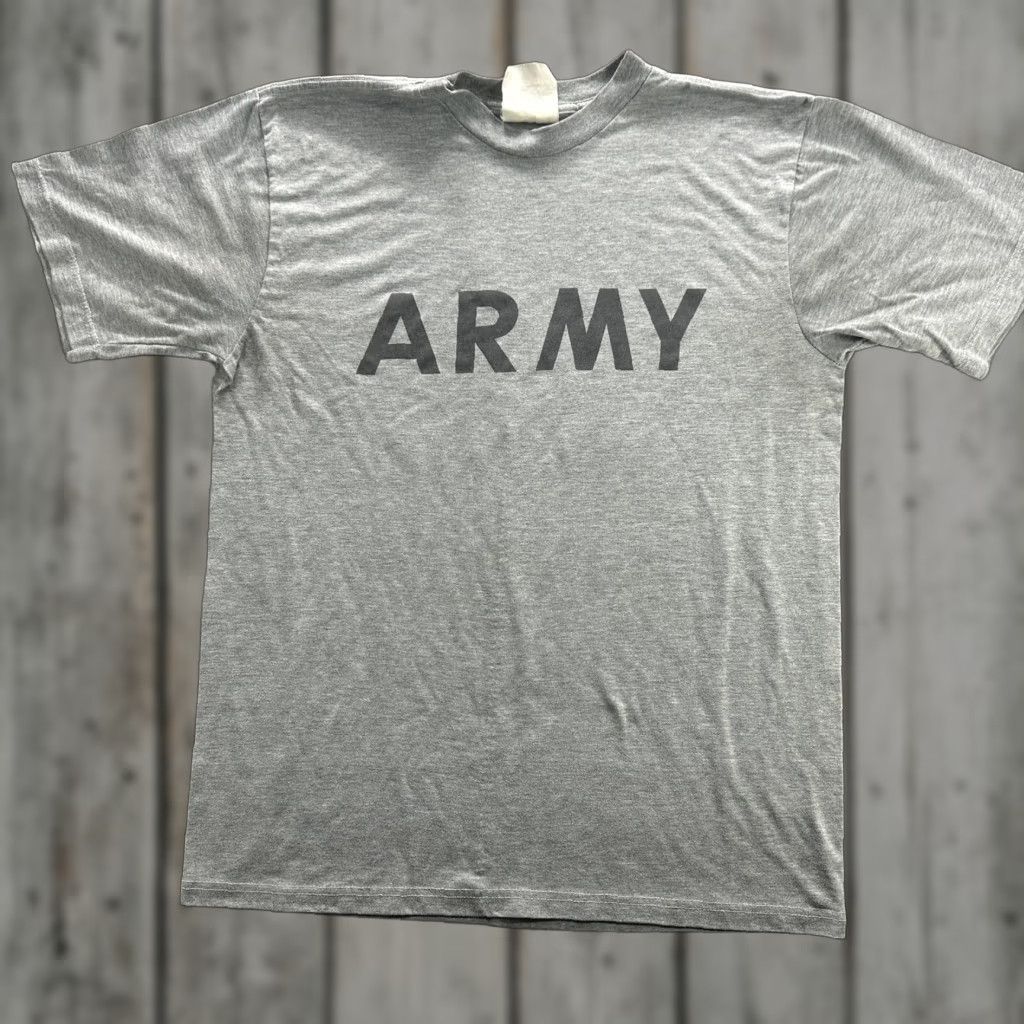 Vintage VINTAGE Army Shirt Mens Medium Gray Physical Training PT 100% Polyester Graphic Tee Size US M / EU 48-50 / 2 - 1 Thumbnail