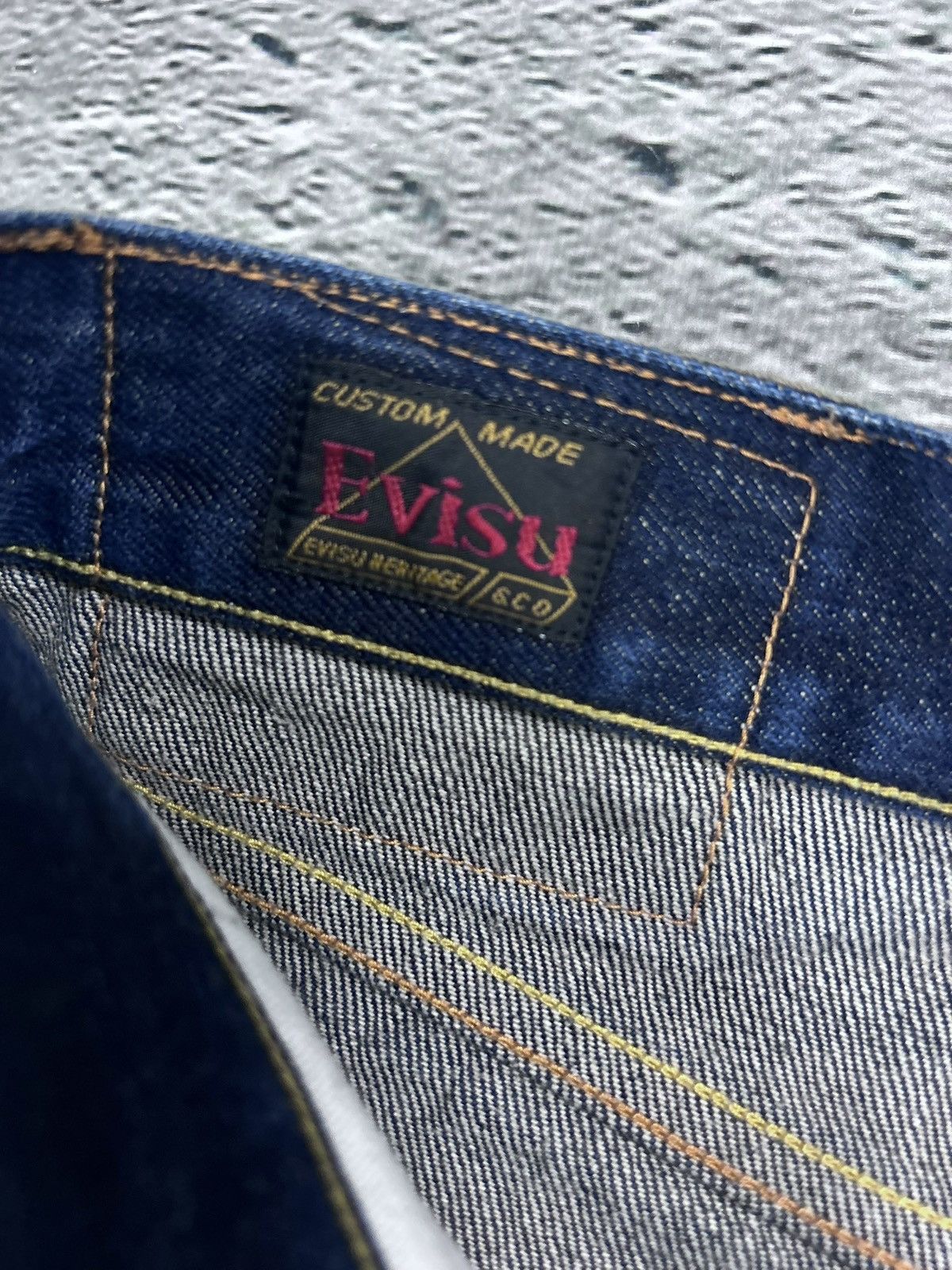 Evisu Evisu jorts navy blue shorts denim red seagulls handpainted Size US 32 / EU 48 - 5 Thumbnail