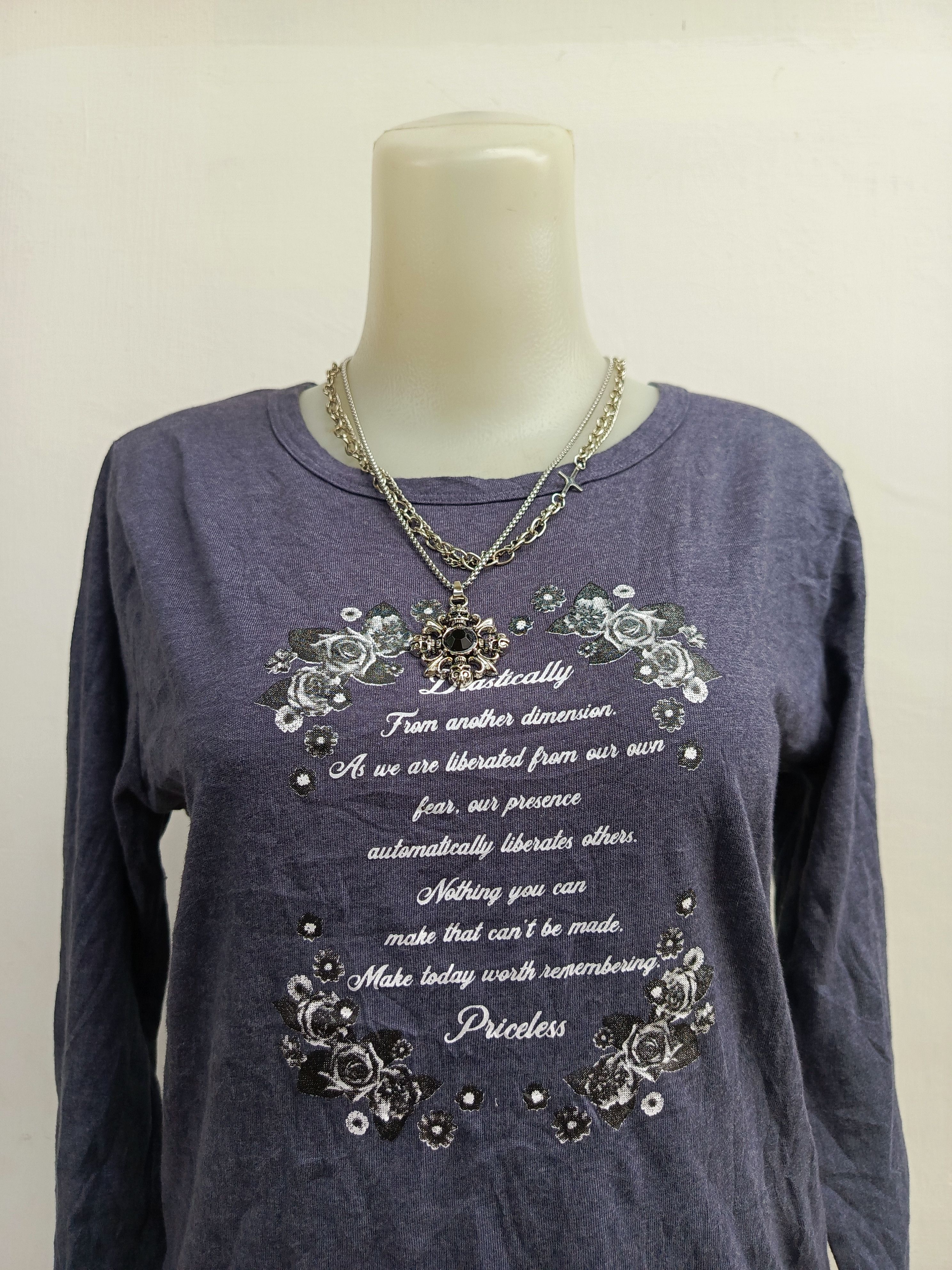 Japanese Brand Vardaoh Y2K McBling Glitter Text Long Sleeve Shirt Size M / US 6-8 / IT 42-44 - 2 Thumbnail