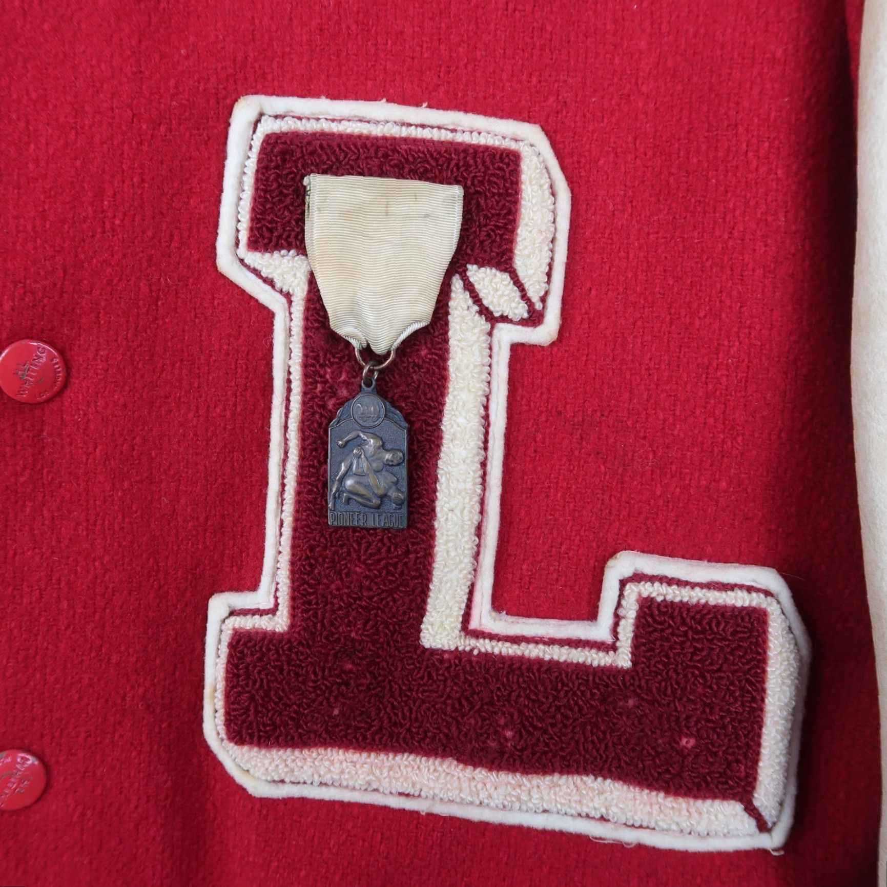 CO VINTAGE HL Whiting Co Varsity Jacket Red 60s Size 46 Wool Nylon Satin Leather Look Letterman Mens Size US S / EU 44-46 / 1 - 4 Thumbnail