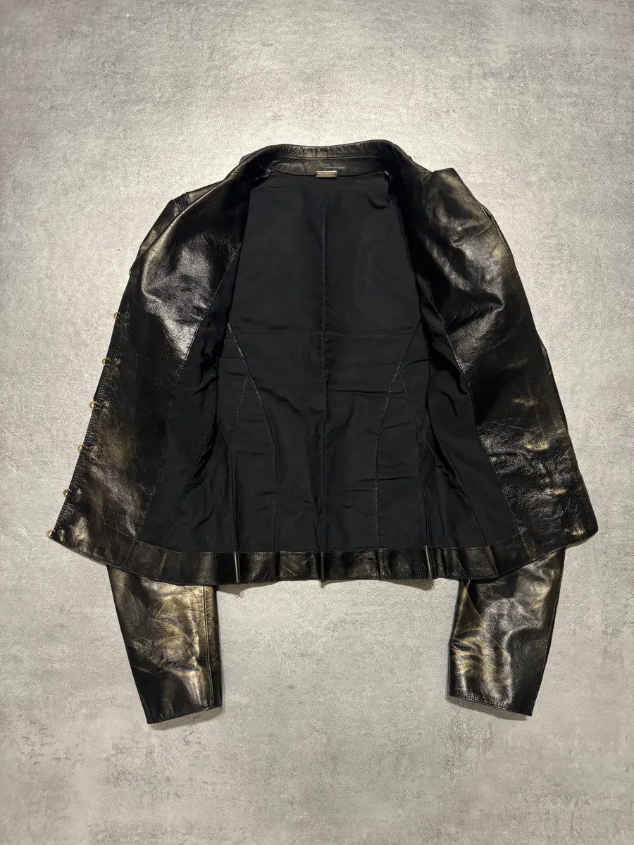 Roberto Cavalli SS2001 Roberto Cavalli Black & Gold Patina Leather Biker Jacket Size XS / US 0-2 / IT 36-38 - 5 Thumbnail