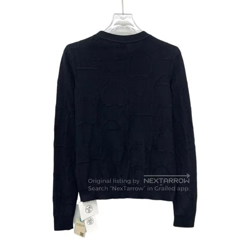 Hermes Hermes Black Jacquard Cashmere Round Neck Single Button Lo Size XXS / US 00 / IT 34 - 2 Thumbnail