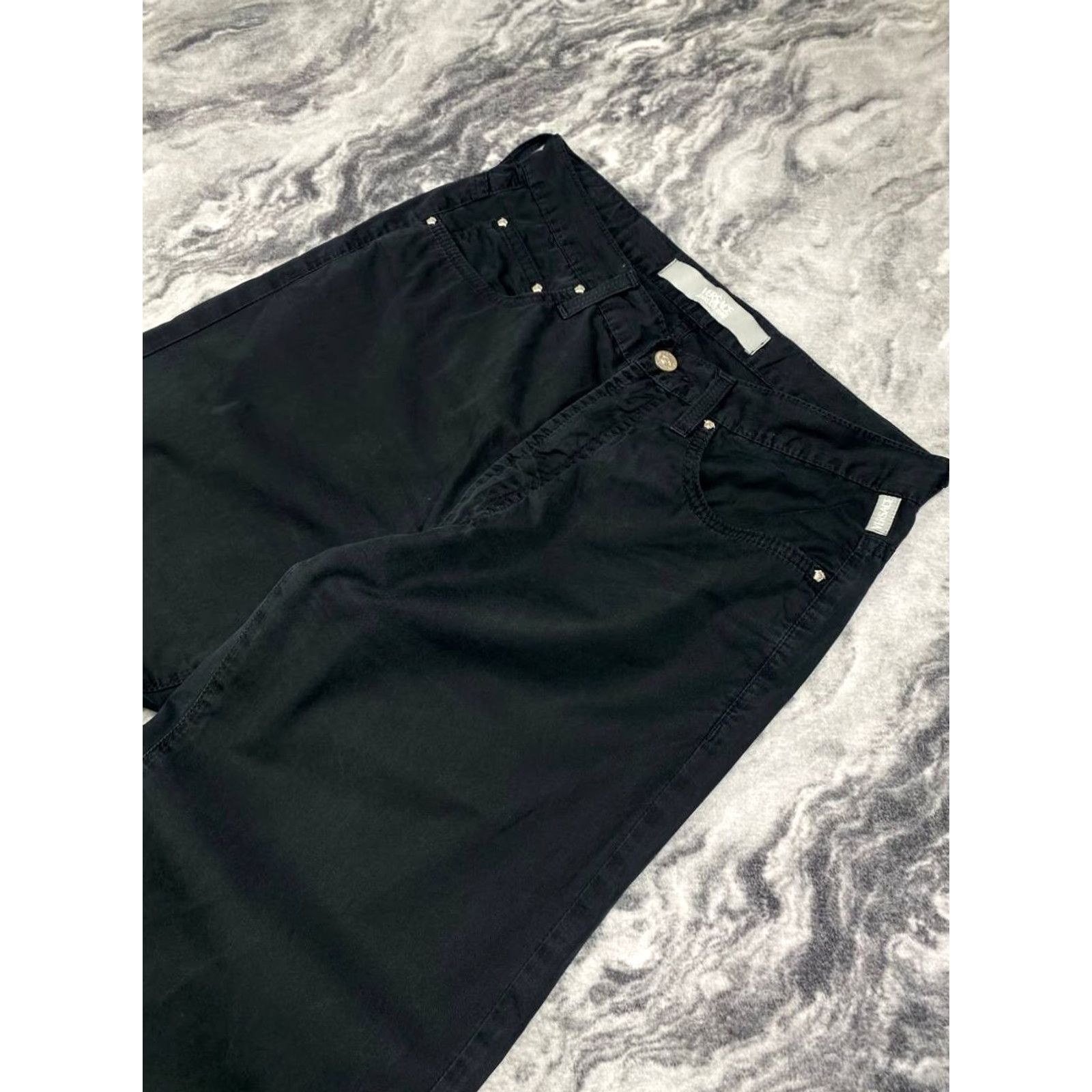 Versace VINTAGE Versace Jeans Couture Pants Men 33 Black Dress Pants Straight Leg 5-Pocket Logo Brand Unbranded Vintage Yes Size 33 Black Mens Size US 33 - 3 Thumbnail