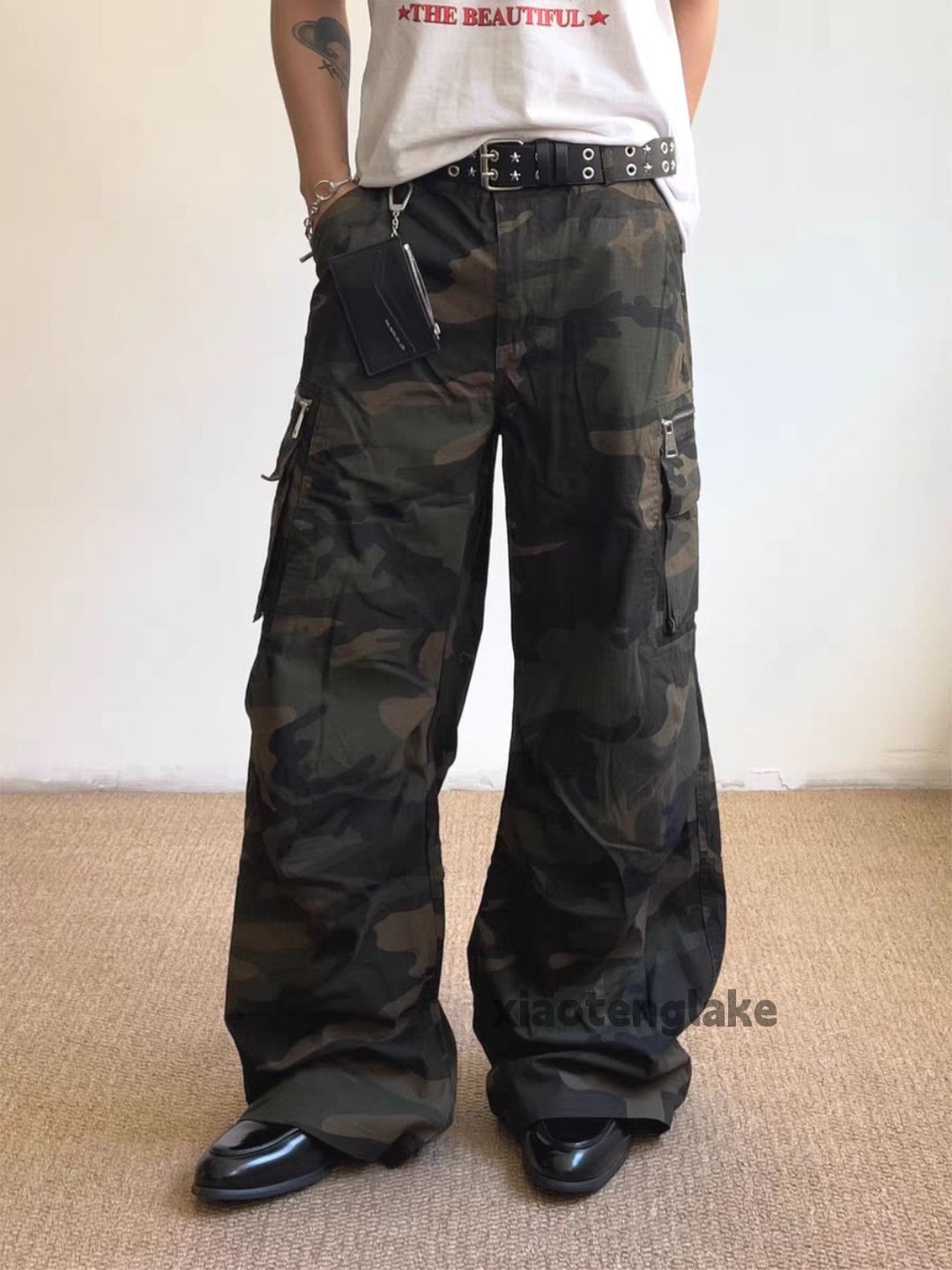Vintage xz vintage wide Leg loose hiphop cargo camo pants Size US 28 / EU 44 - 2 Thumbnail