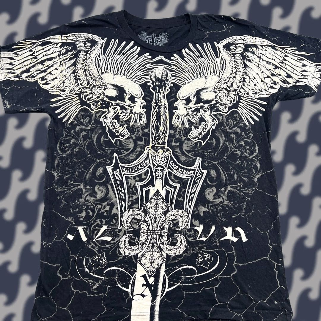 Vintage VINTAGE Y2K XAR Unlimited T Shirt Large Black Cross Wings Xzavier Cyber Grunge Mens Size US L / EU 52-54 / 3 - 1 Thumbnail
