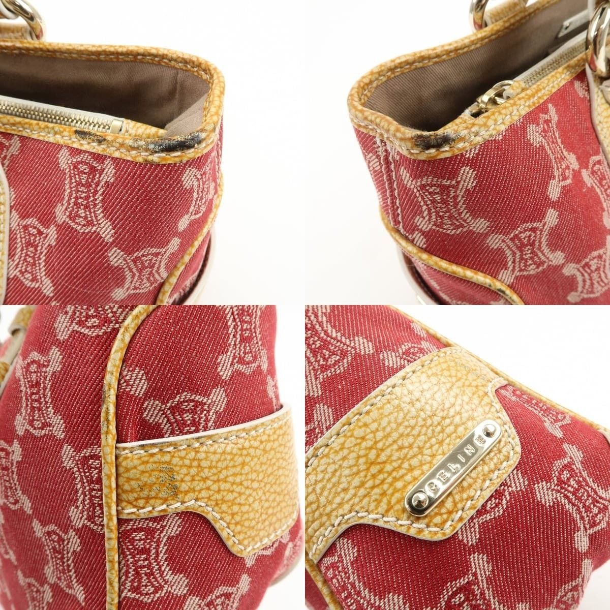 Celine Celine Macadam Boogie Canvas & Leather Satchel Red Size ONE SIZE - 6 Thumbnail